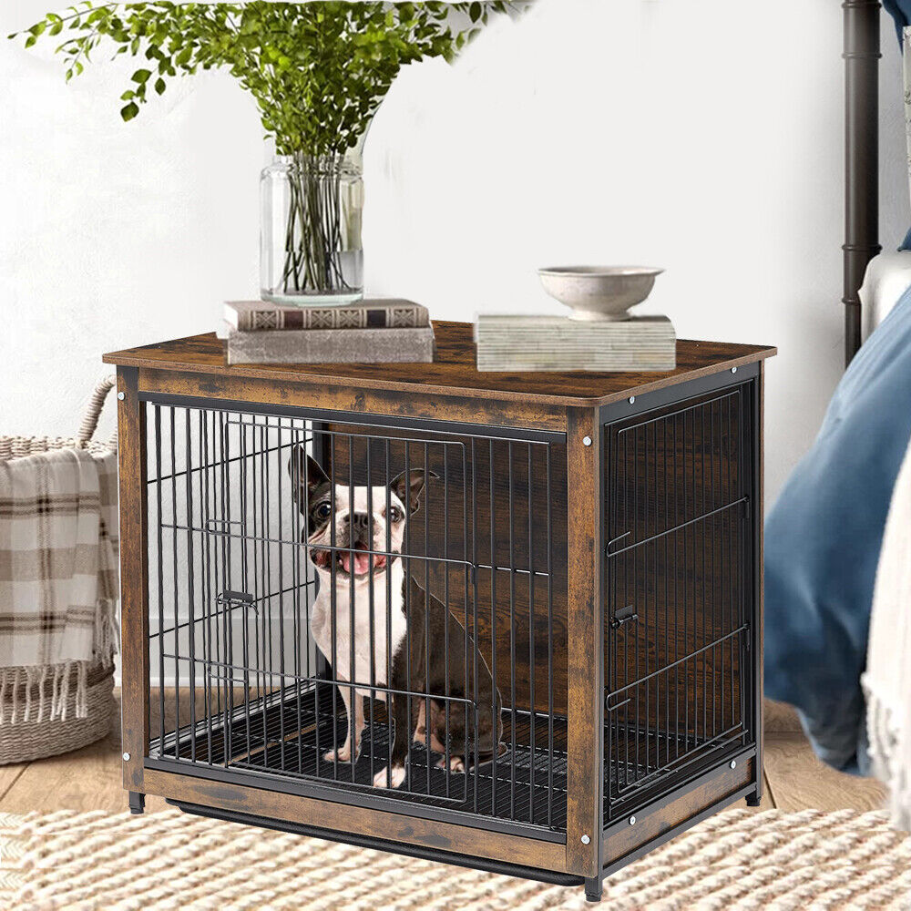 Small Wooden Dog Crate Indoor Kennel 63x51x59cm End Table Nightstand Pet Care > Dog Supplies > Dog Beds Woofy and Whiskers