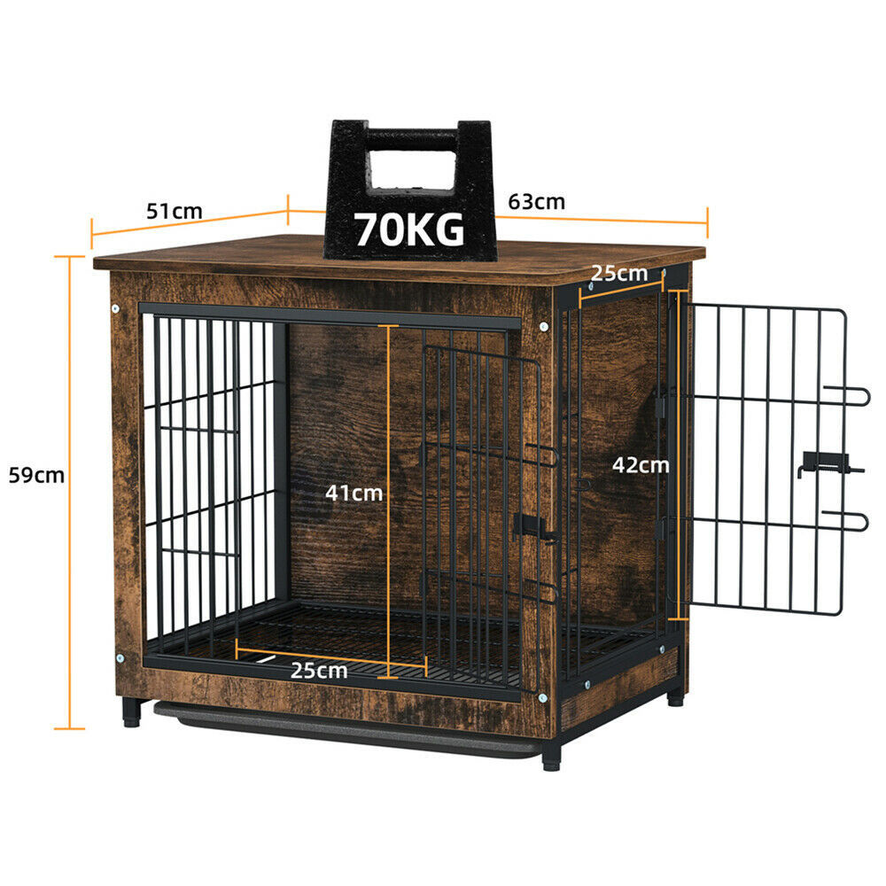 Small Wooden Dog Crate Indoor Kennel 63x51x59cm End Table Nightstand Pet Care > Dog Supplies > Dog Beds Woofy and Whiskers
