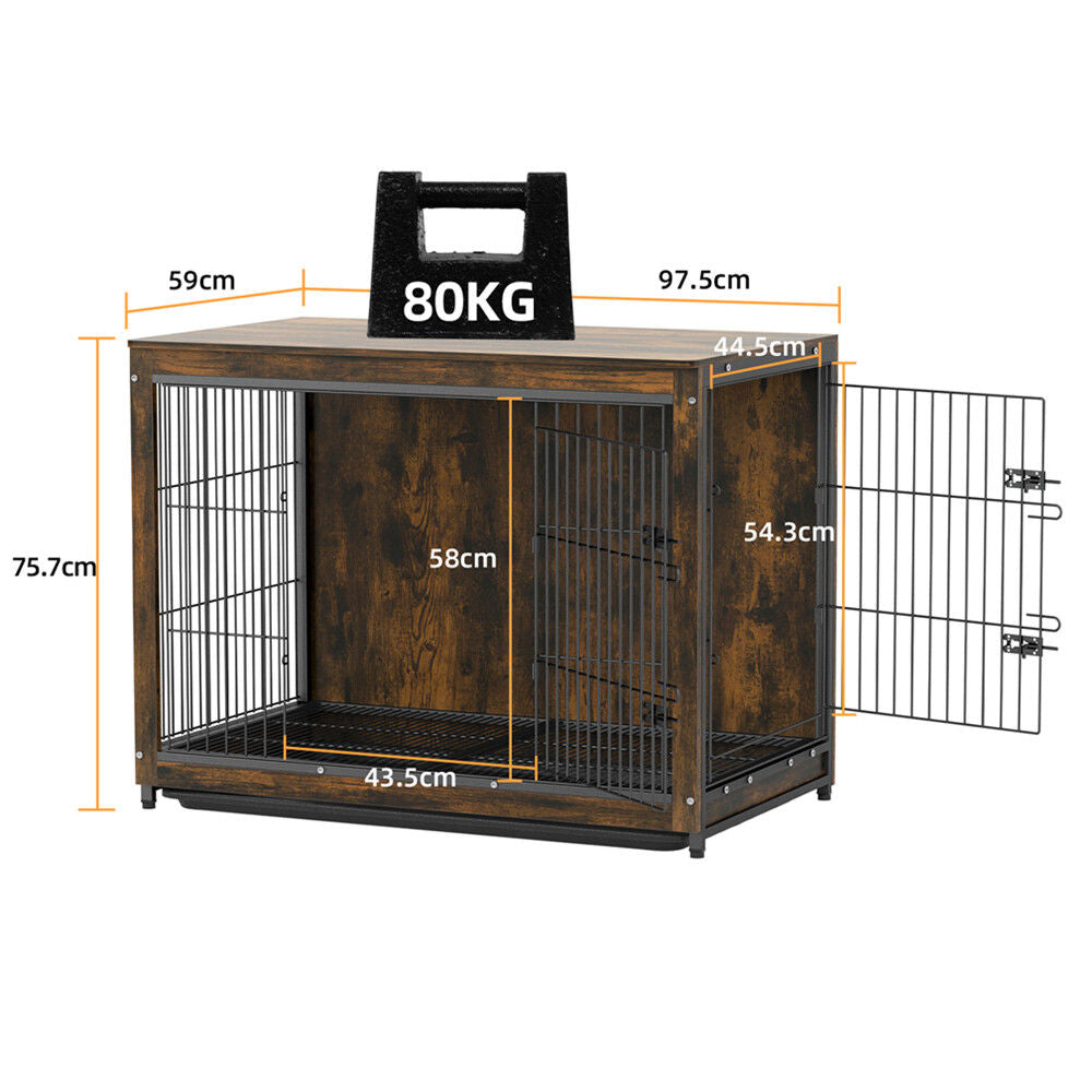 Large Wooden Dog Crate Kennel End Table Nightstand 100x59x74cm Pet Care > Dog Supplies > Dog Beds Woofy and Whiskers