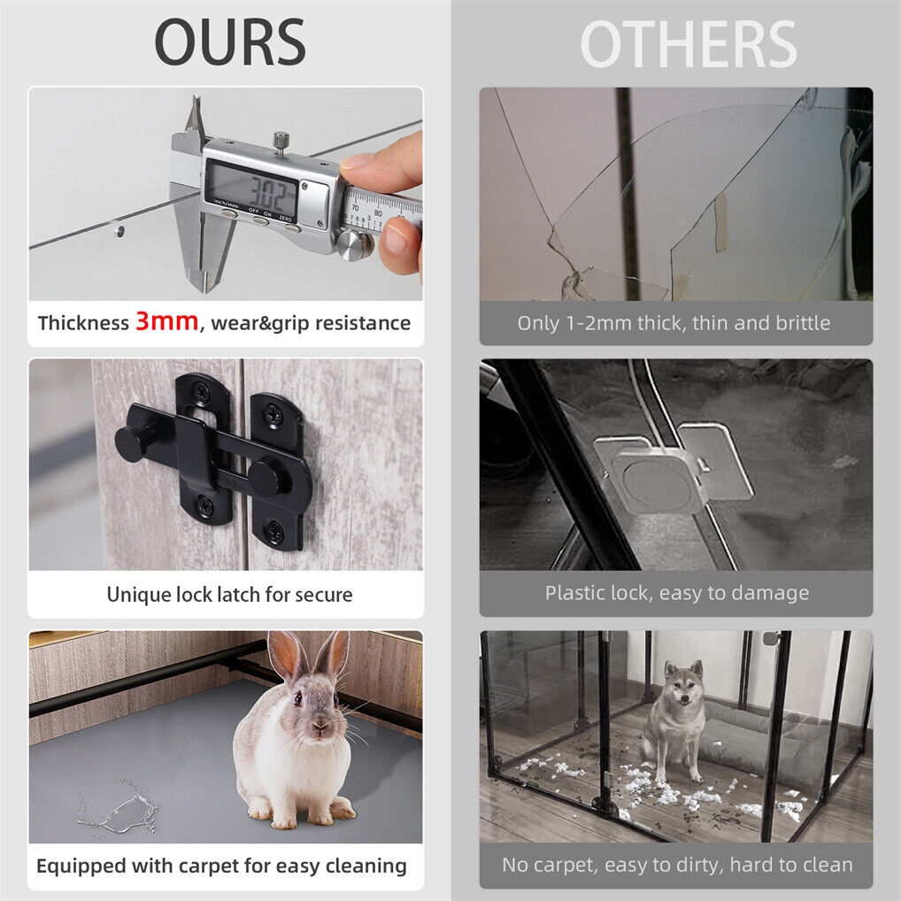 Large Dog Indoor Whelping Box, Tempered Glass & MDF Pet Care > Dog Supplies > Dog Kennels Woofy and Whiskers