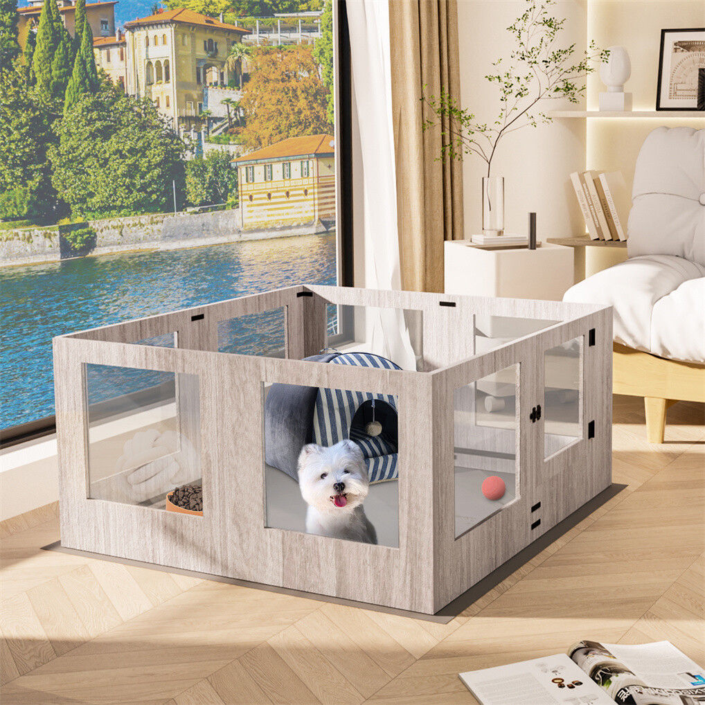 Large Dog Indoor Whelping Box, Tempered Glass & MDF Pet Care > Dog Supplies > Dog Kennels Woofy and Whiskers