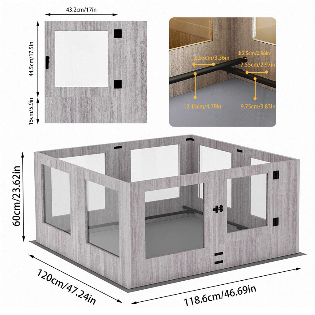 Large Dog Indoor Whelping Box, Tempered Glass & MDF Pet Care > Dog Supplies > Dog Kennels Woofy and Whiskers