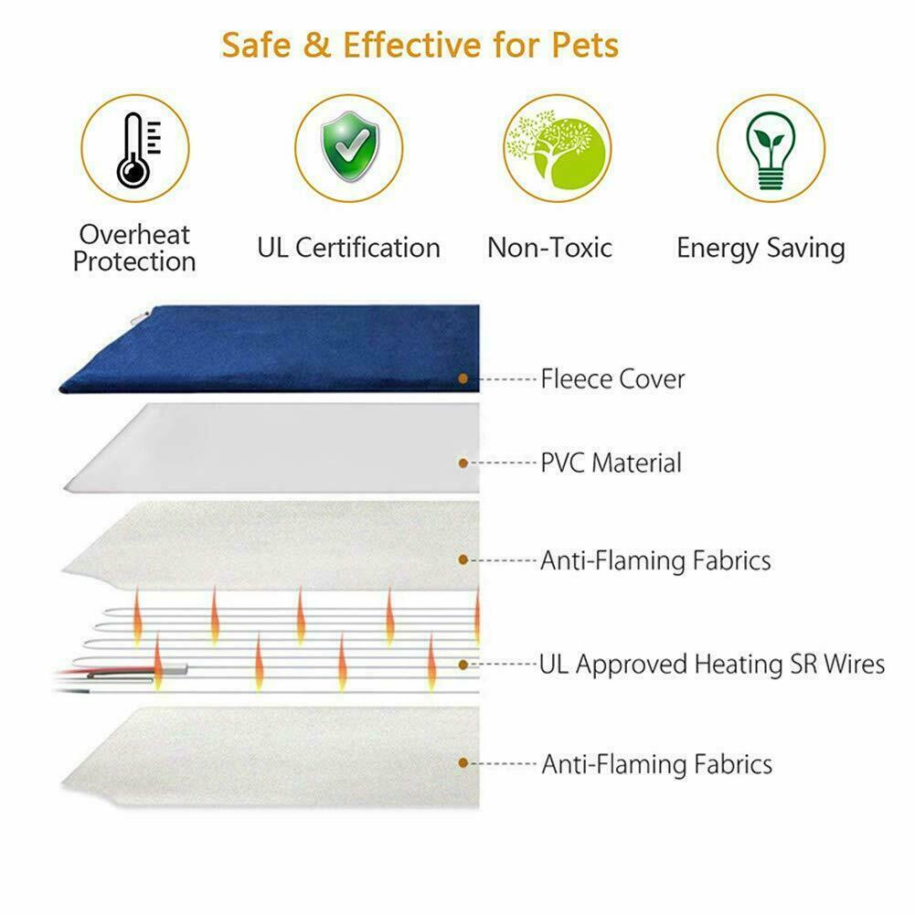 Electric Pet Heat Pad: Waterproof Heating Mat for Cat Dog Bed | Chew Resistant L Pet Care > Dog Supplies > Dog Kennels Woofy and Whiskers