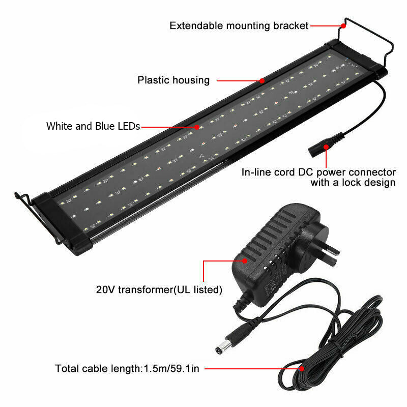 60cm Aquarium Light Lighting Full Spectrum Aqua Plant Fish Tank Bar LED Lamp Pet Care > Aquarium > Aquarium Lighting Woofy and Whiskers