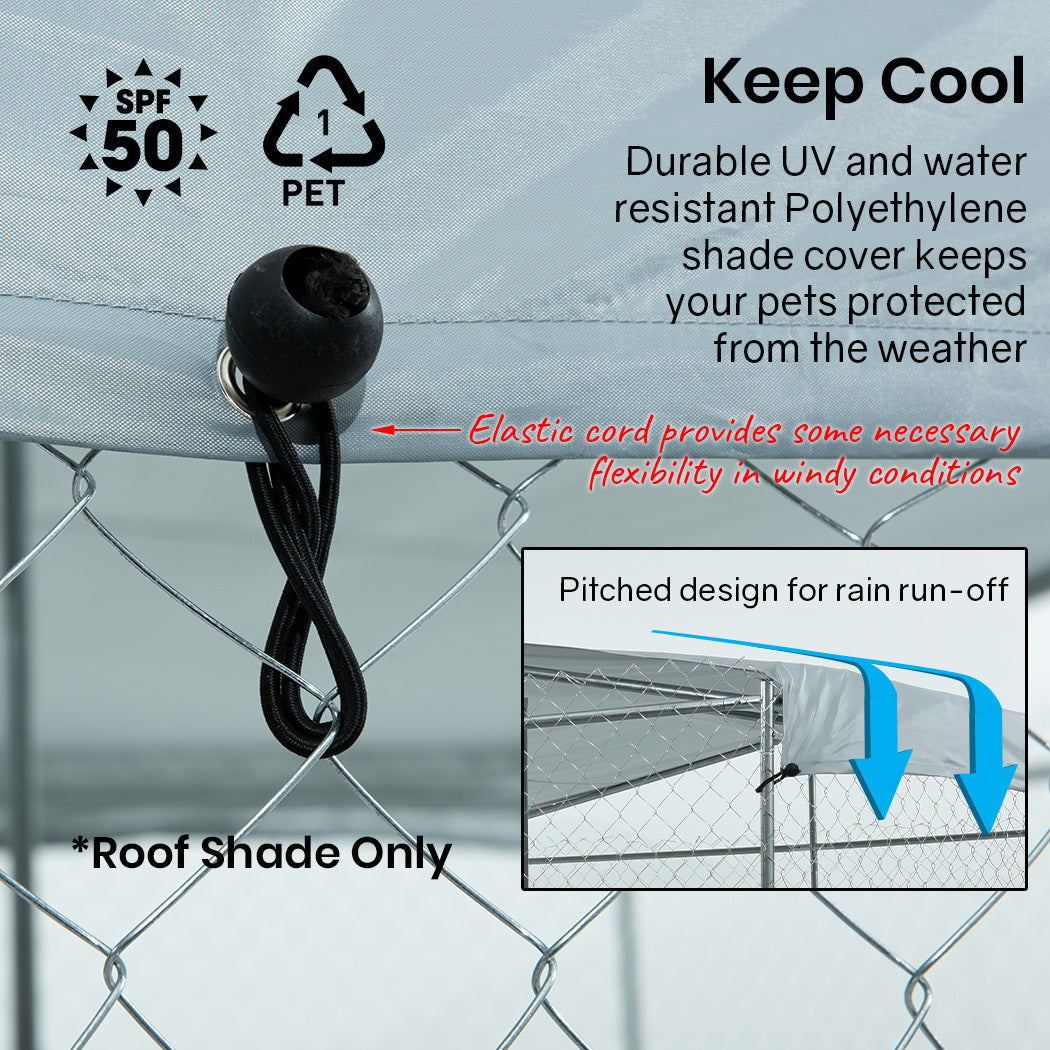 NEATAPET Shade Roof for 4x4m Dog Run Pet Enclosure, UV & Water Resistant, Silver colour Pet Care > Dog Supplies > Dog Kennels Woofy and Whiskers