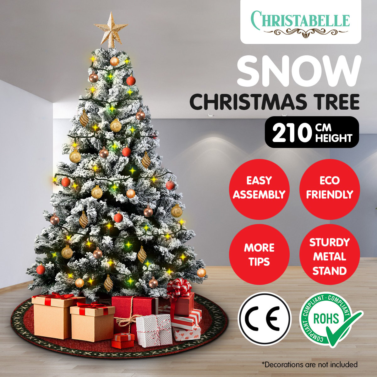 Christabelle Snow-Tipped Artificial Christmas Tree 2.1m 1200 Tips Occasions > Christmas > Christmas Trees Woofy and Whiskers