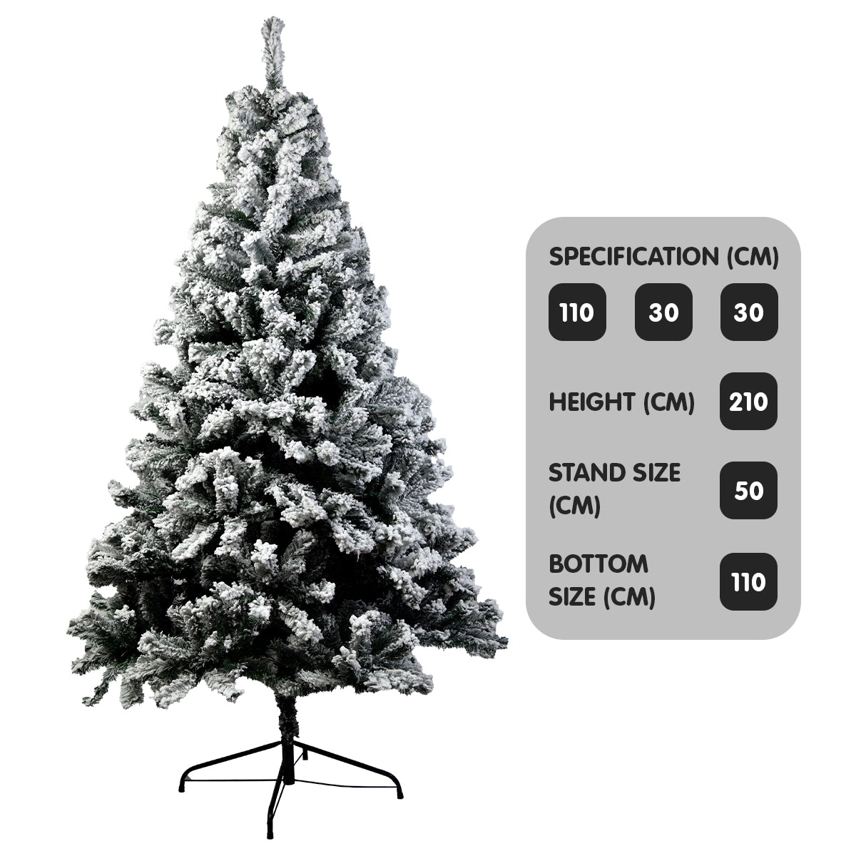 Christabelle Snow-Tipped Artificial Christmas Tree 2.1m 1200 Tips Occasions > Christmas > Christmas Trees Woofy and Whiskers