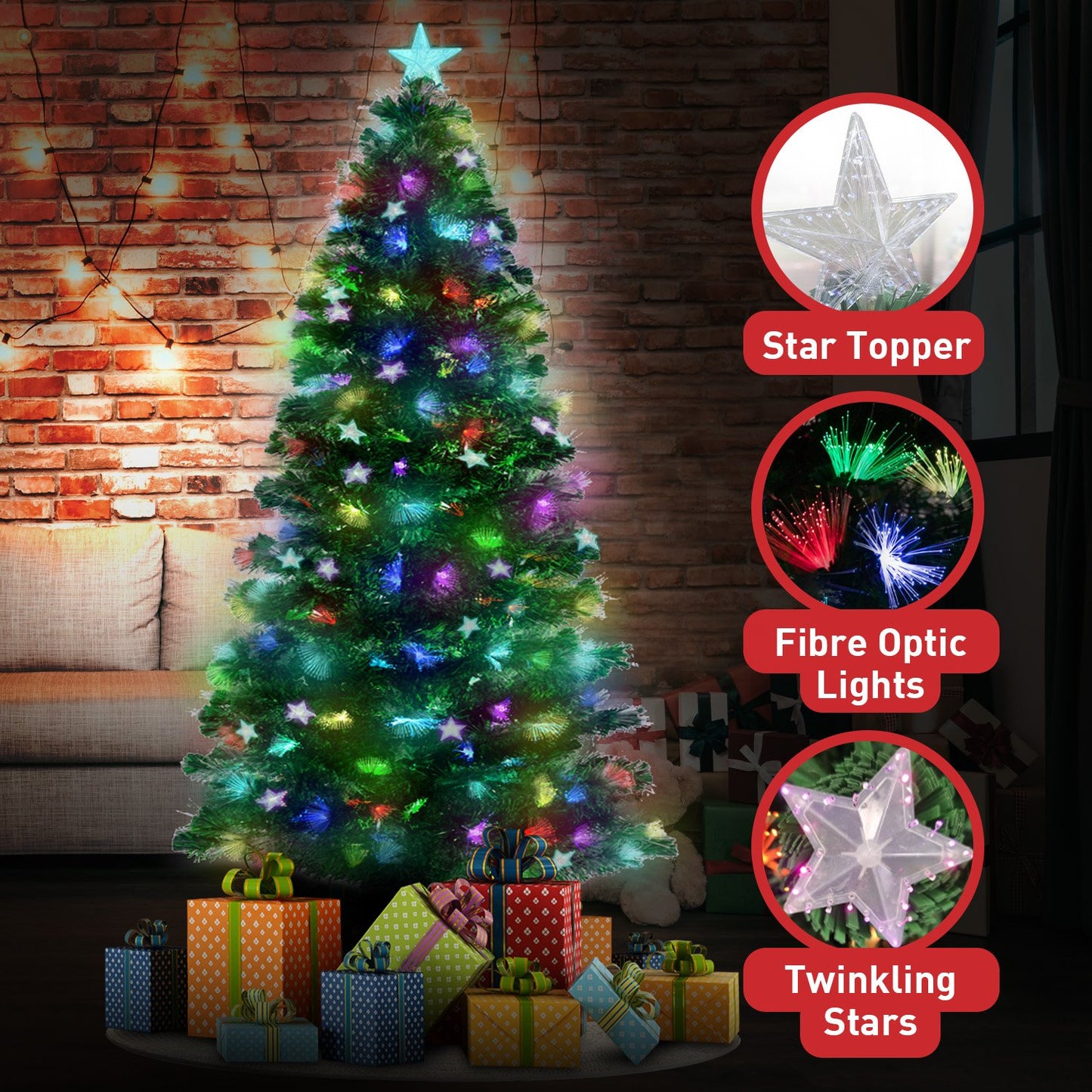 Christabelle 1.2m Enchanted Pre Lit Fibre Optic Christmas Tree Stars Xmas Decor Occasions > Christmas > Christmas Trees Woofy and Whiskers
