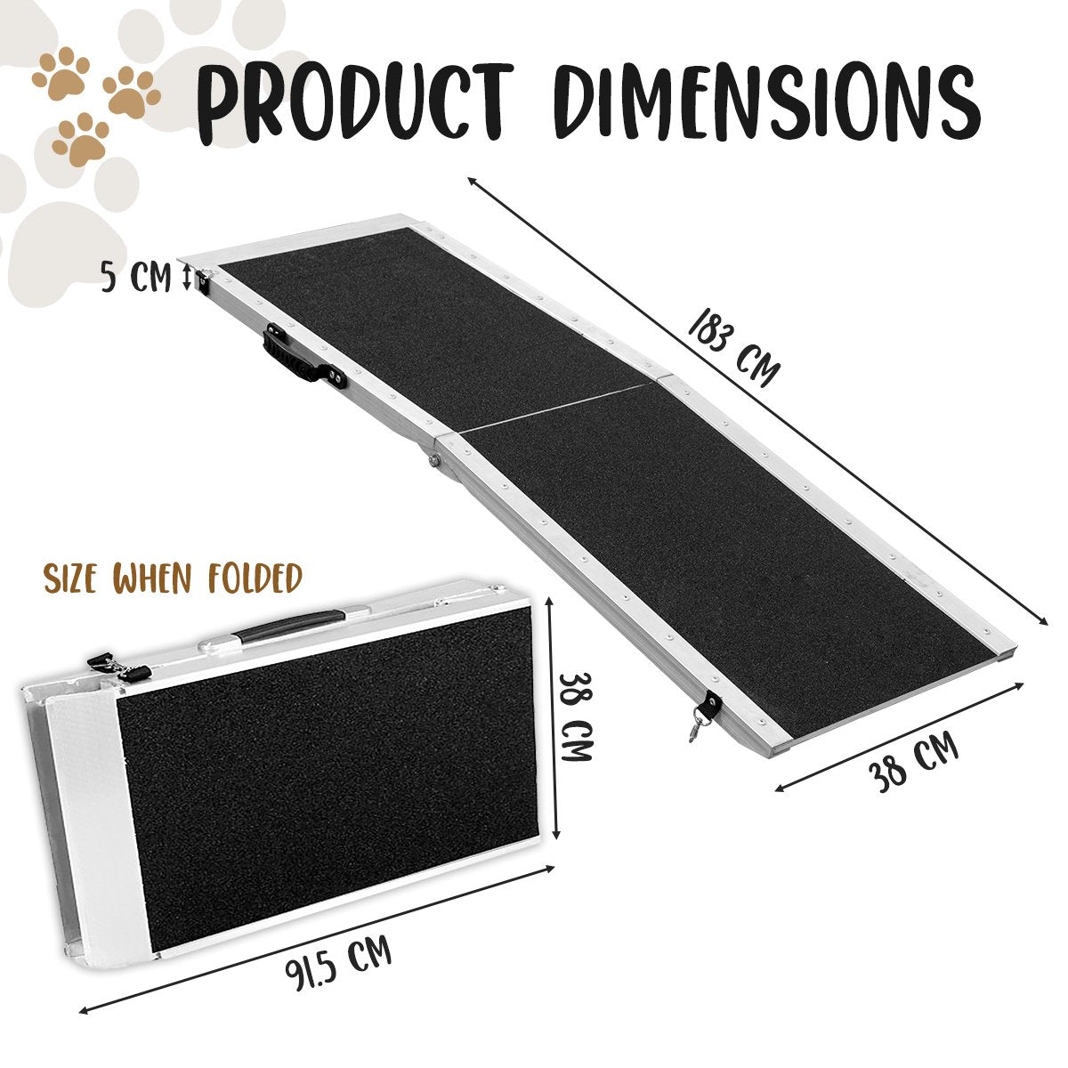 Kartrite Foldable Aluminium Dog Ramp - 183 x 38cm Pet Care > Dog Supplies > Dog Steps & Ramps Woofy and Whiskers