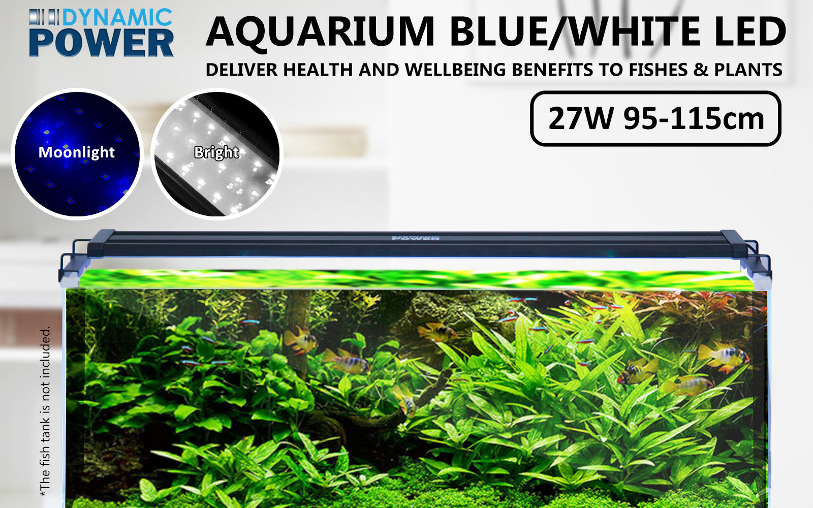 27W Aquarium Blue White LED Light for Tank 95-115cm Pet Care > Aquarium > Aquarium Lighting Dynamic Power