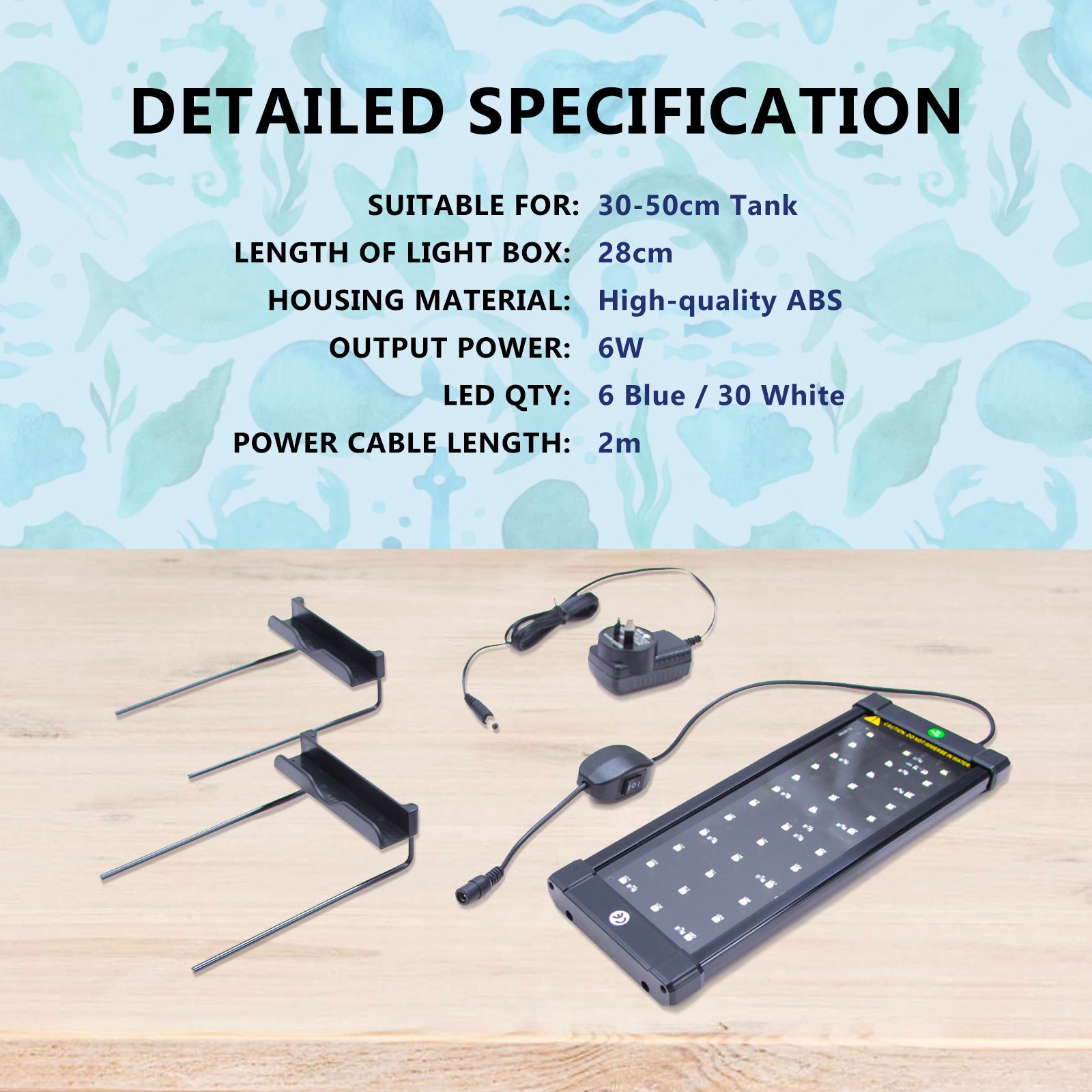 6W Set 2 Aquarium Blue White LED Light for Tank 30-50cm Pet Care > Aquarium > Aquarium Lighting Woofy and Whiskers