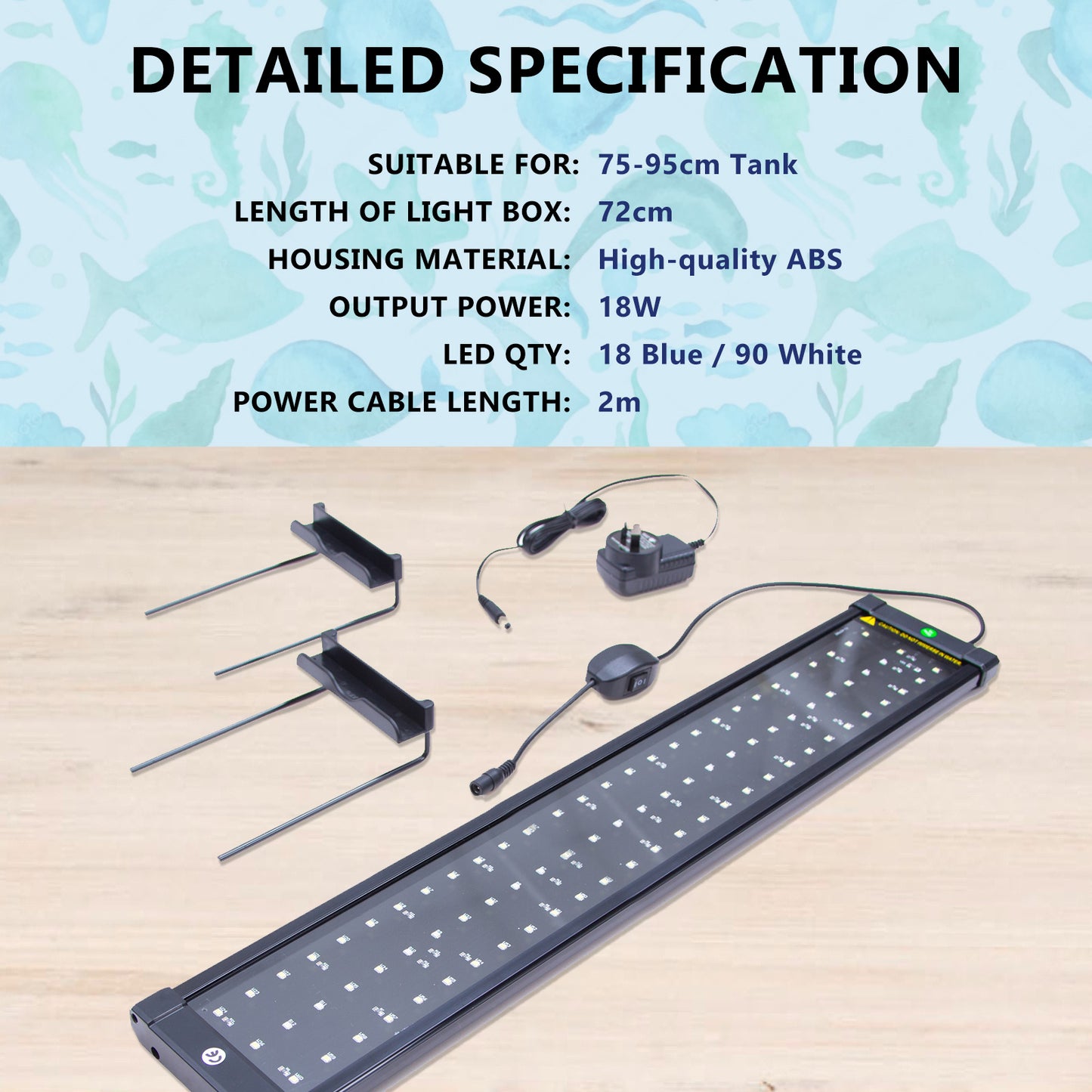 18W Aquarium Blue White LED Light for Tank 75-95cm Pet Care > Aquarium > Aquarium Lighting Dynamic Power