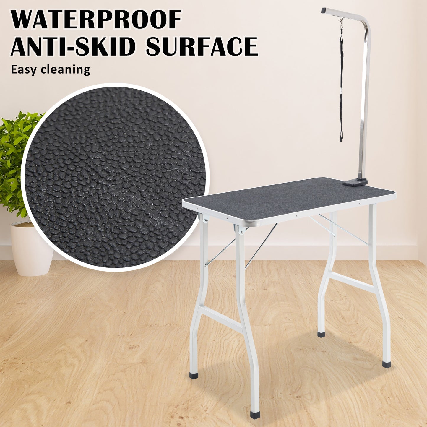 Paw Mat Pet Grooming Salon Table 78cm Adjustable Foldable Mobile for Commercial BLACK Pet Care > Dog Supplies > Dog Grooming Supplies Woofy and Whiskers