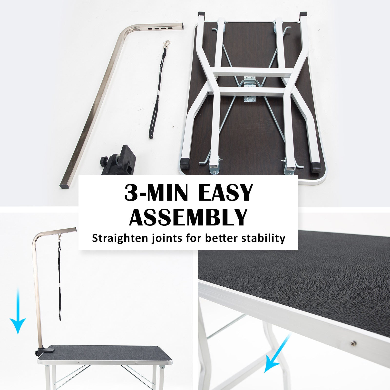 Paw Mat Pet Grooming Salon Table 78cm Adjustable Foldable Mobile for Commercial BLACK Pet Care > Dog Supplies > Dog Grooming Supplies Woofy and Whiskers
