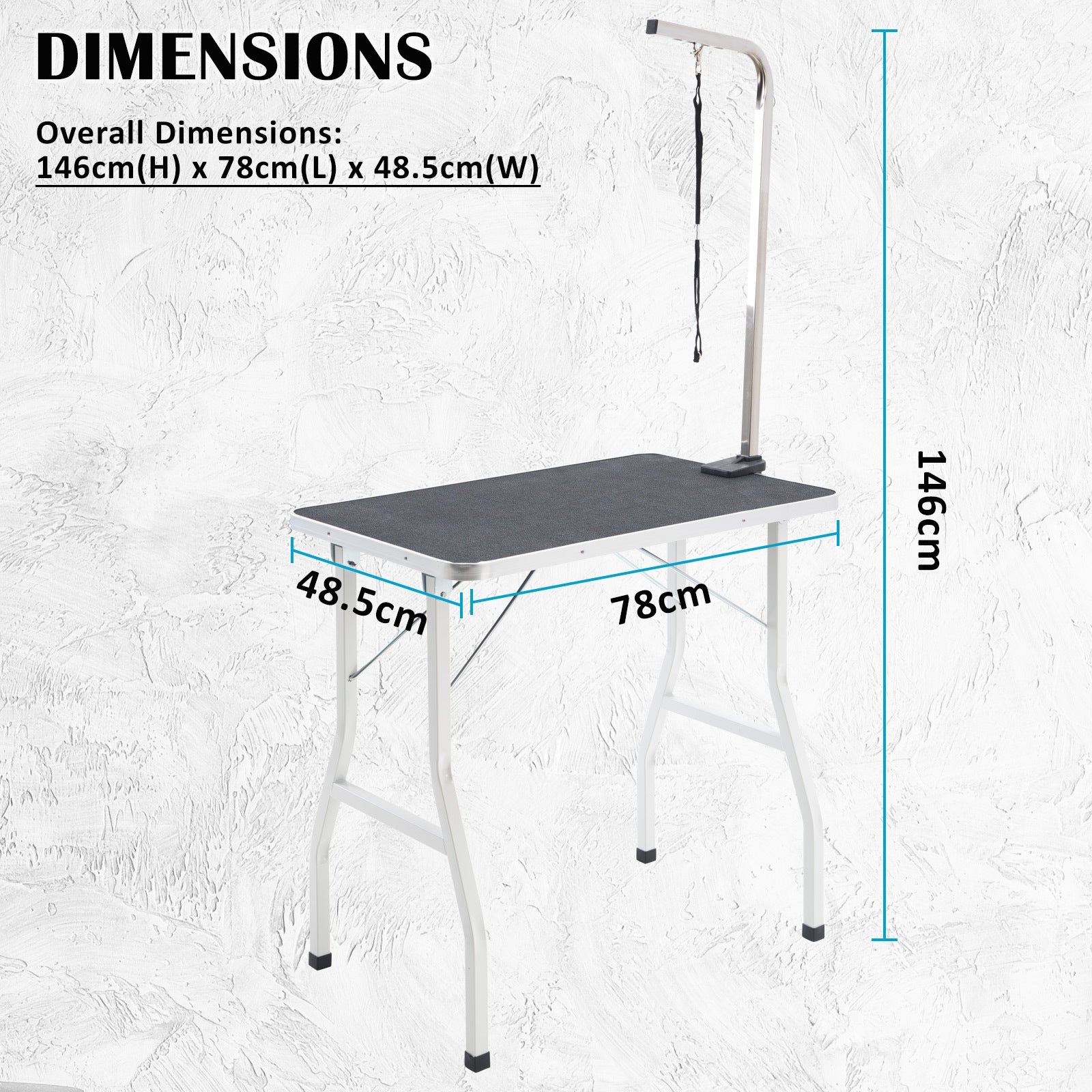 Paw Mat Pet Grooming Salon Table 78cm Adjustable Foldable Mobile for Commercial BLACK Pet Care > Dog Supplies > Dog Grooming Supplies Woofy and Whiskers