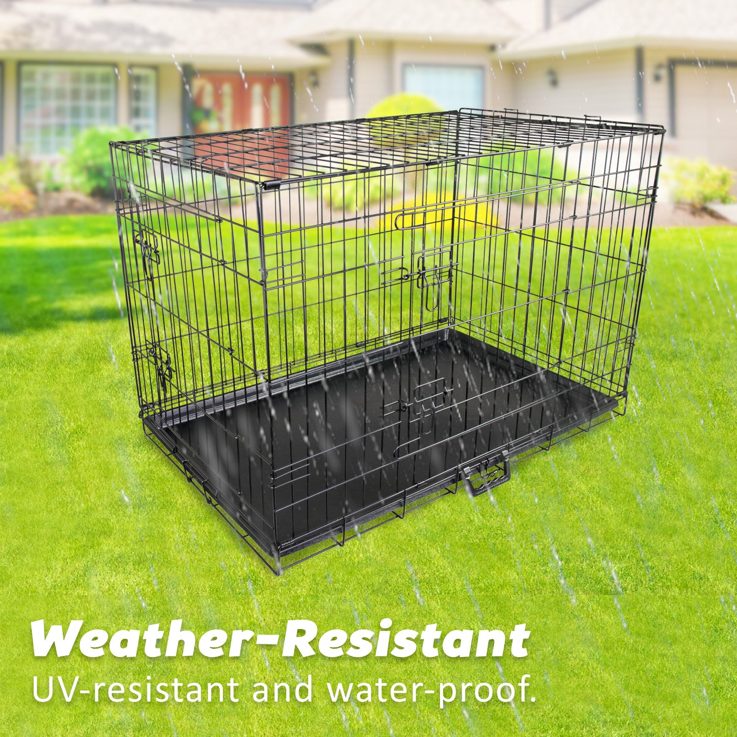 Wire Dog Cage Foldable Crate Kennel 24in with Tray Pet Care > Dog Supplies > Dog Playpens & Gates Woofy and Whiskers