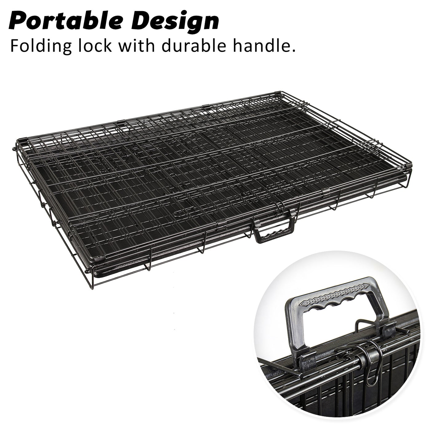 Wire Dog Cage Foldable Crate Kennel 24in with Tray Pet Care > Dog Supplies > Dog Playpens & Gates Woofy and Whiskers