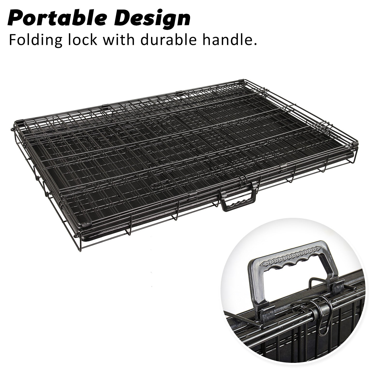 Wire Dog Cage Foldable Crate Kennel 24in with Tray Pet Care > Dog Supplies > Dog Playpens & Gates Woofy and Whiskers