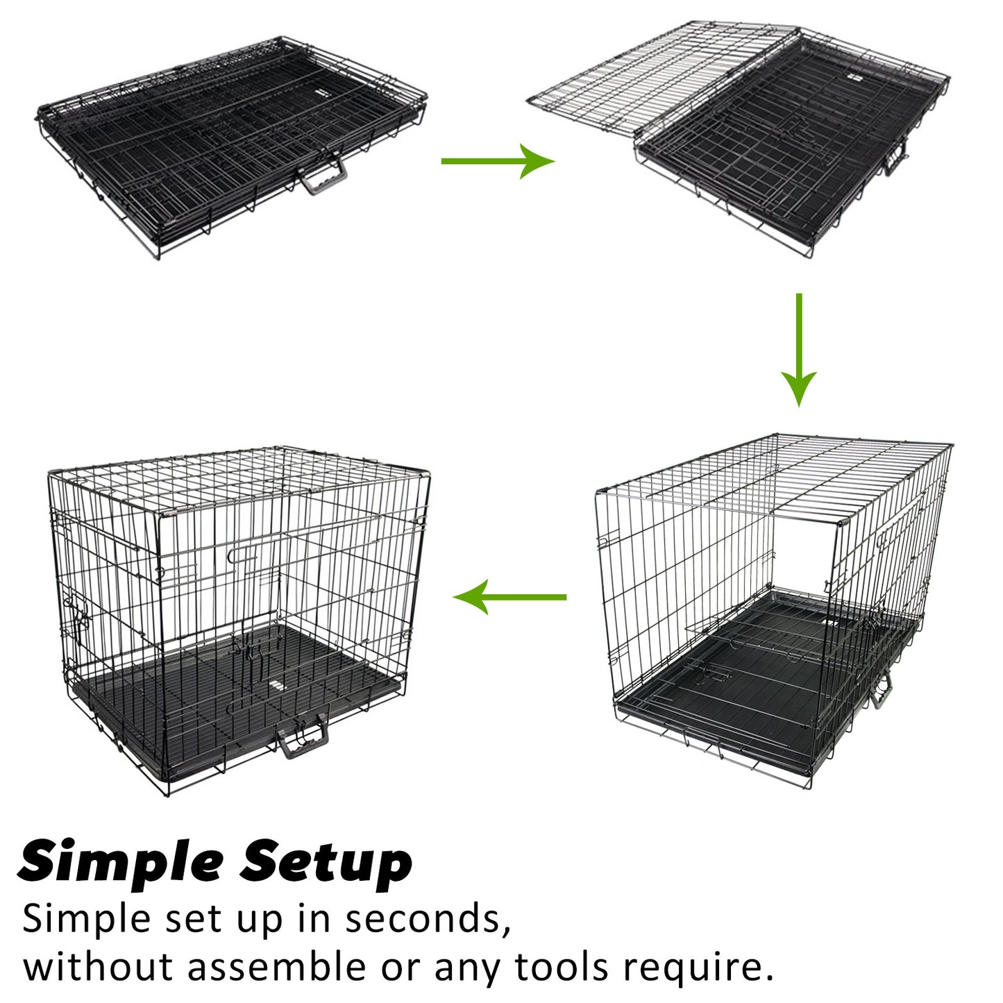 Wire Dog Cage Foldable Crate Kennel 24in with Tray Pet Care > Dog Supplies > Dog Playpens & Gates Woofy and Whiskers
