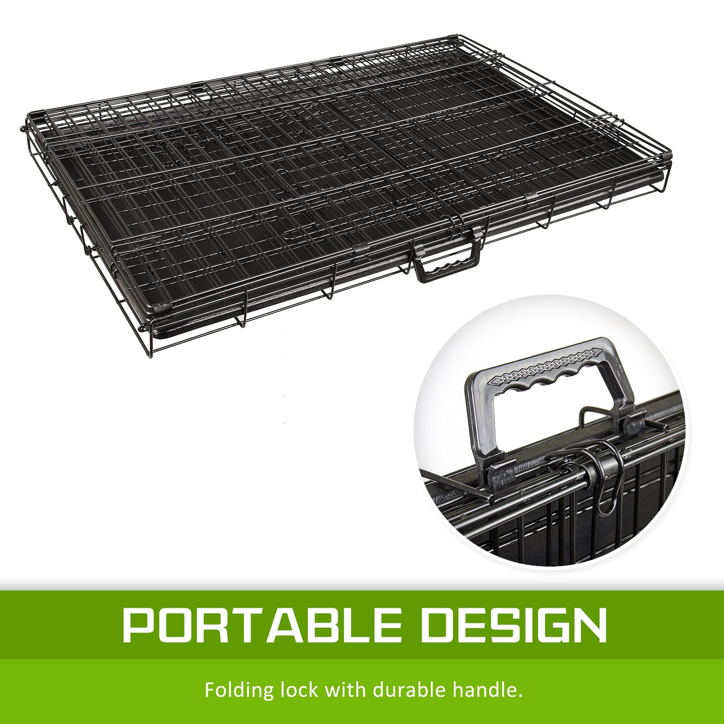 Wire Dog Cage Foldable Crate Kennel 42in with Tray Pet Care > Dog Supplies > Dog Playpens & Gates Woofy and Whiskers