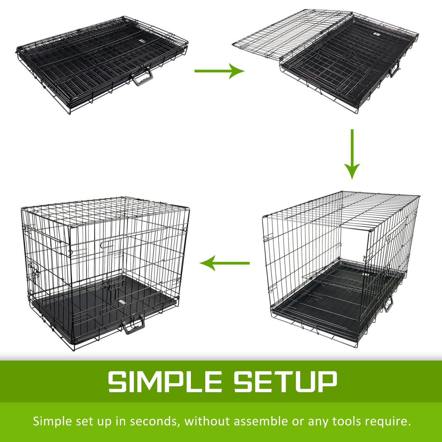 Wire Dog Cage Foldable Crate Kennel 42in with Tray Pet Care > Dog Supplies > Dog Playpens & Gates Woofy and Whiskers