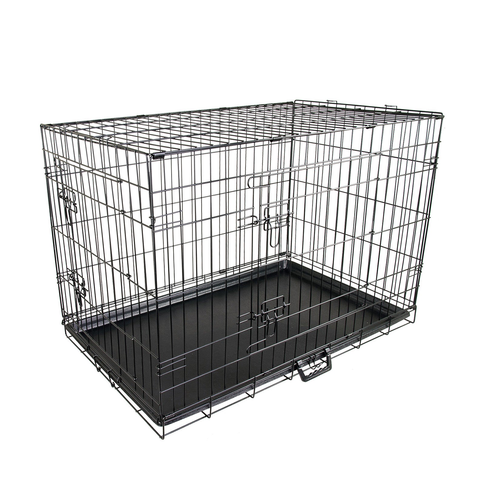 Wire Dog Cage Foldable Crate Kennel 48in with Tray Pet Care > Dog Supplies > Dog Playpens & Gates Woofy and Whiskers