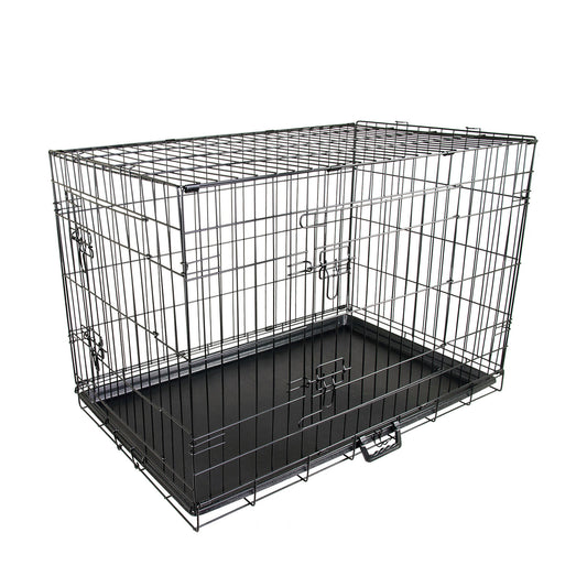 Wire Dog Cage Foldable Crate Kennel 48in with Tray Pet Care > Dog Supplies > Dog Playpens & Gates Woofy and Whiskers