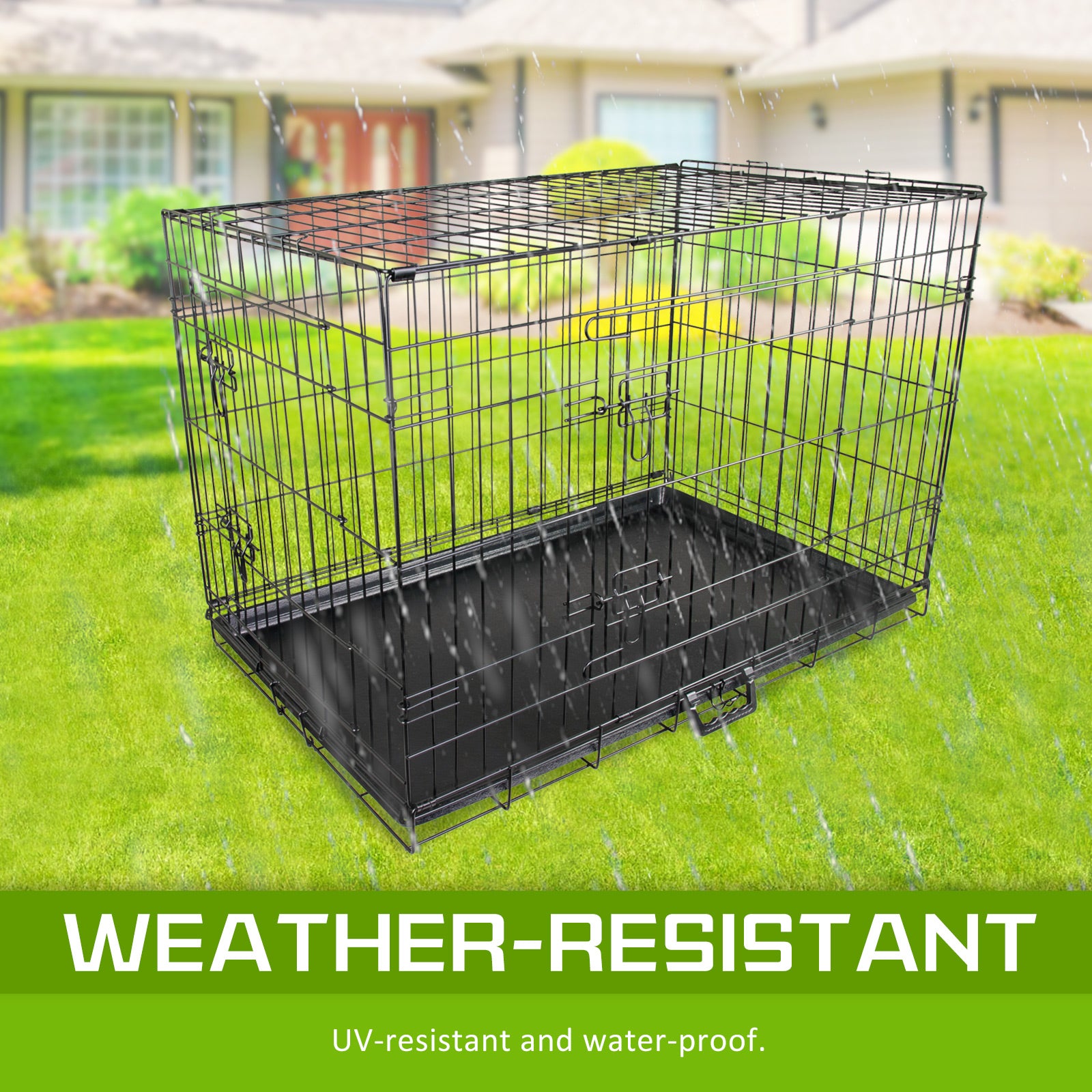 Wire Dog Cage Foldable Crate Kennel 48in with Tray Pet Care > Dog Supplies > Dog Playpens & Gates Woofy and Whiskers