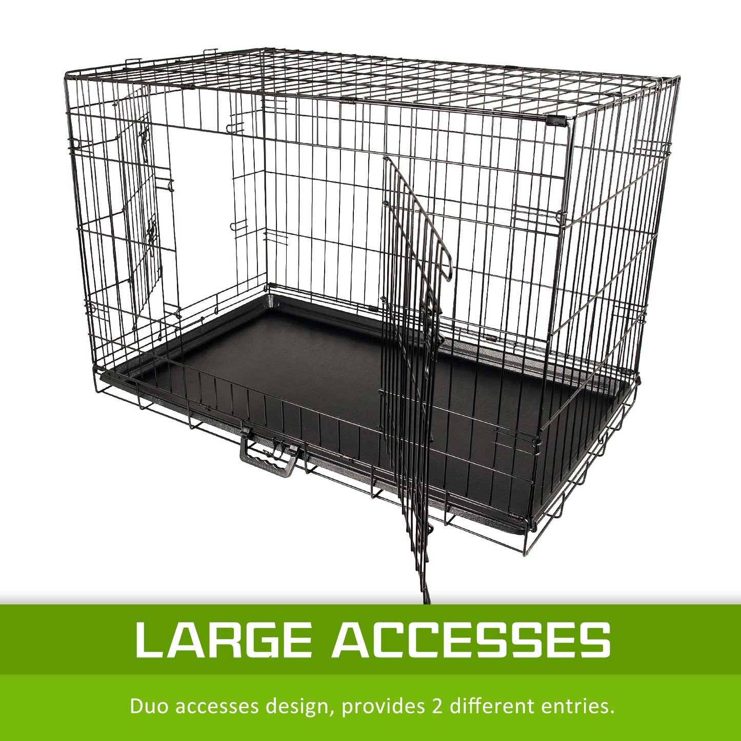 Wire Dog Cage Foldable Crate Kennel 48in with Tray Pet Care > Dog Supplies > Dog Playpens & Gates Woofy and Whiskers