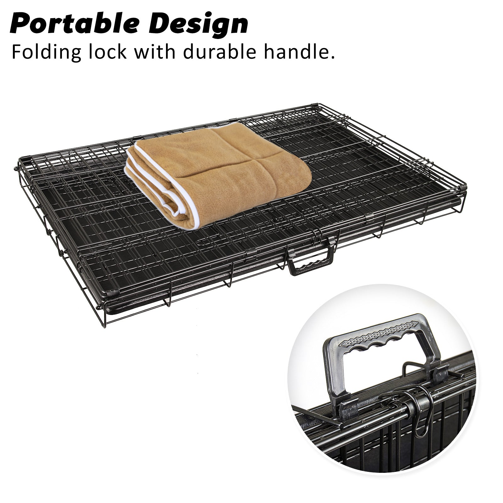 Wire Dog Cage Foldable Crate Kennel 36in withTray + Cushion Mat Combo Pet Care > Dog Supplies > Dog Playpens & Gates Woofy and Whiskers
