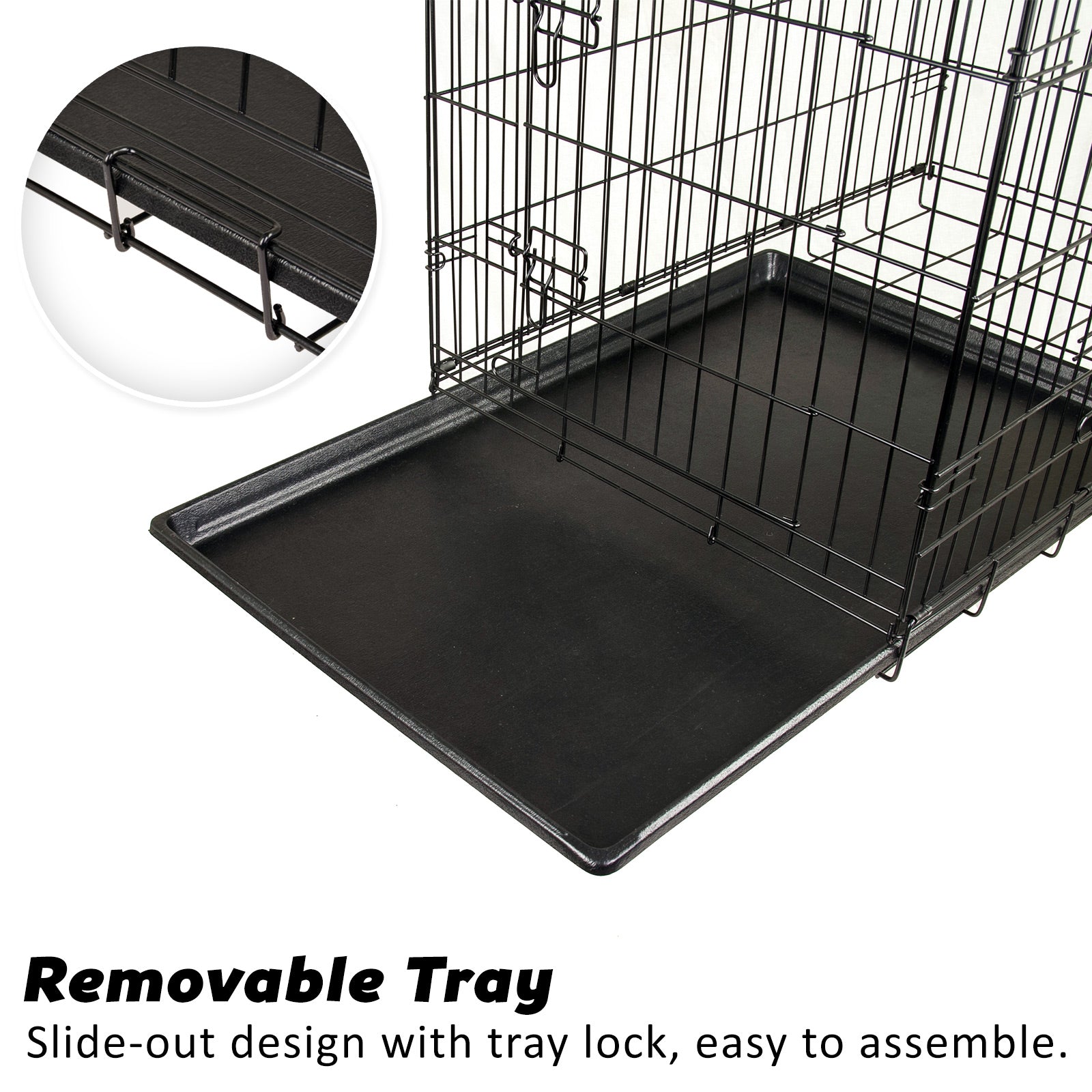Wire Dog Cage Foldable Crate Kennel 48in with Tray + Cushion Mat Combo Pet Care > Dog Supplies > Dog Playpens & Gates Woofy and Whiskers