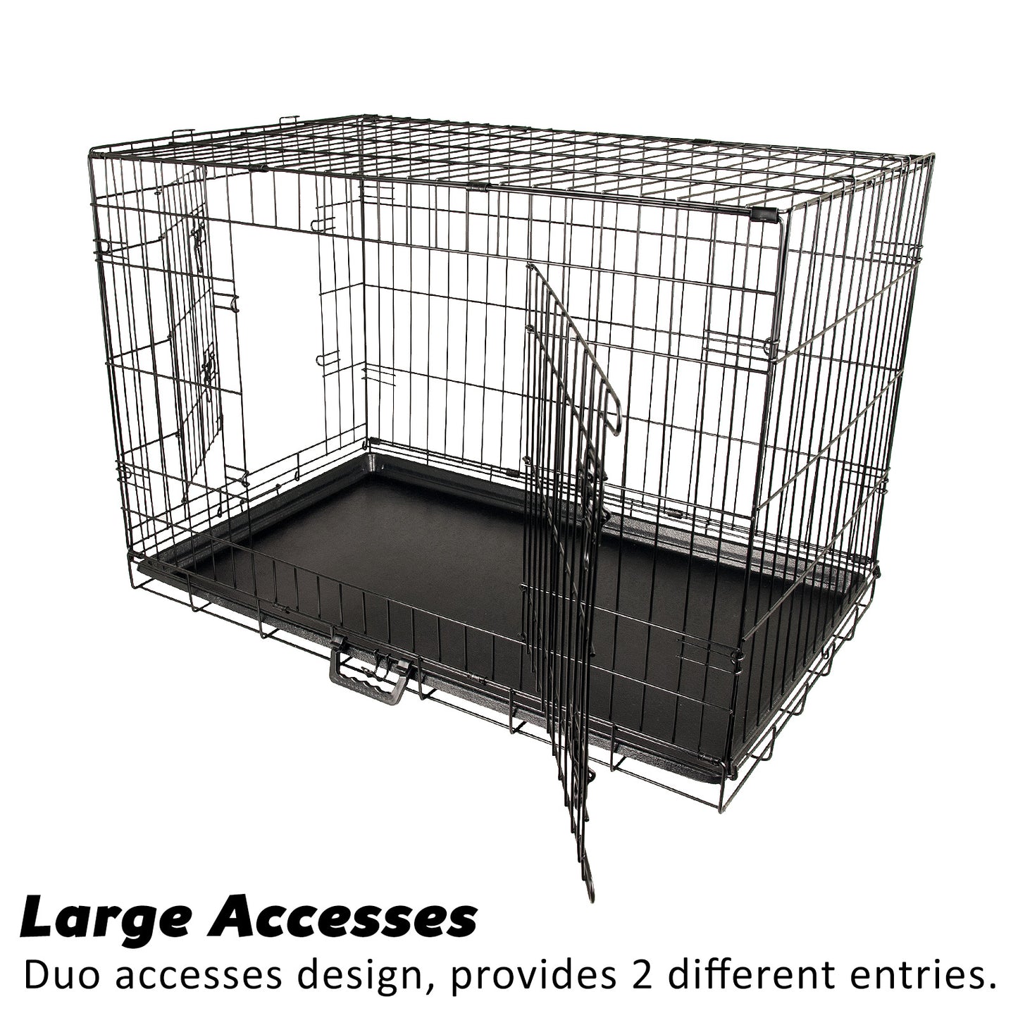 Wire Dog Cage Foldable Crate Kennel 48in with Tray + Cushion Mat Combo Pet Care > Dog Supplies > Dog Playpens & Gates Woofy and Whiskers