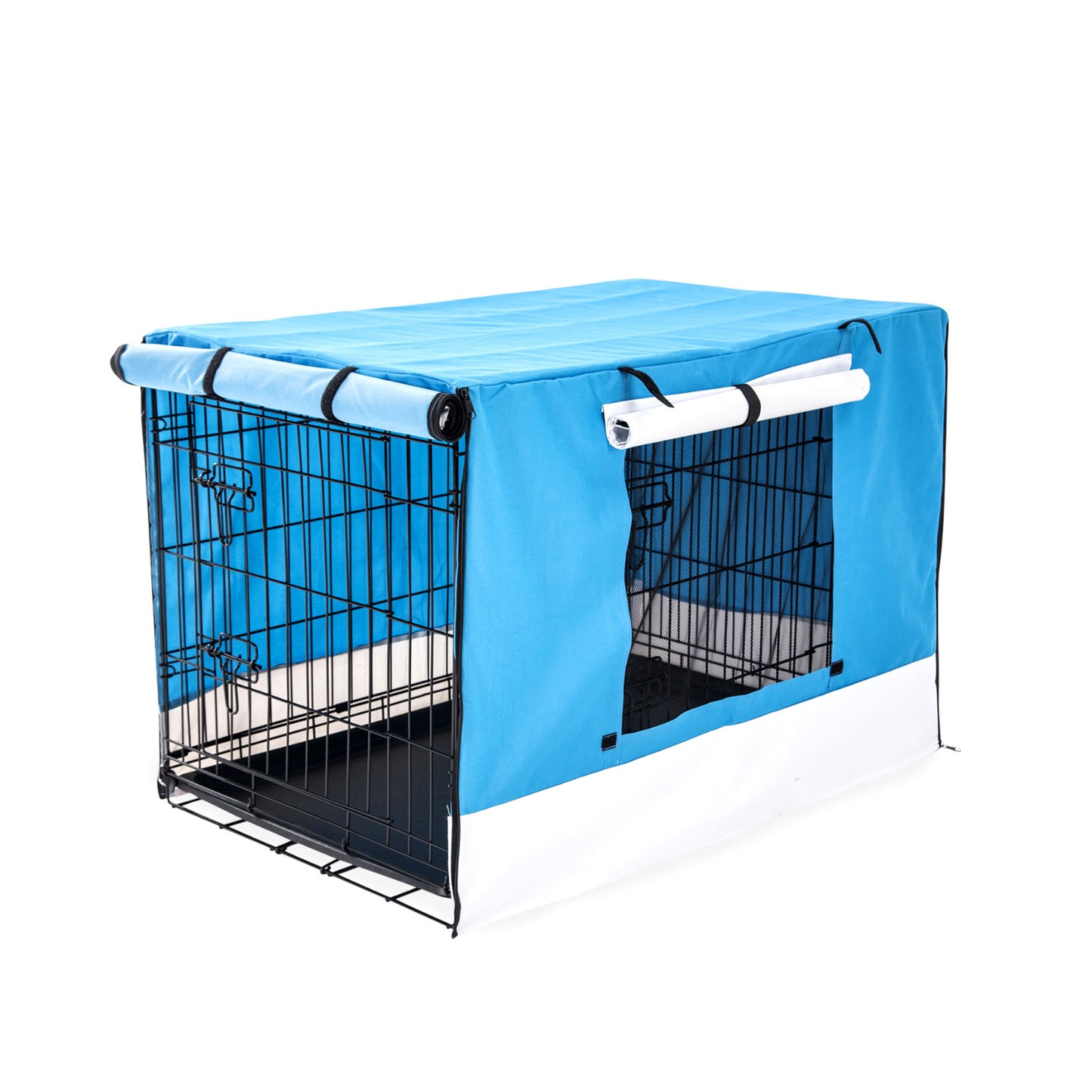 Wire Dog Cage Foldable Crate Kennel 24in with Tray + BLUE Cover Combo Pet Care > Dog Supplies > Dog Playpens & Gates Woofy and Whiskers