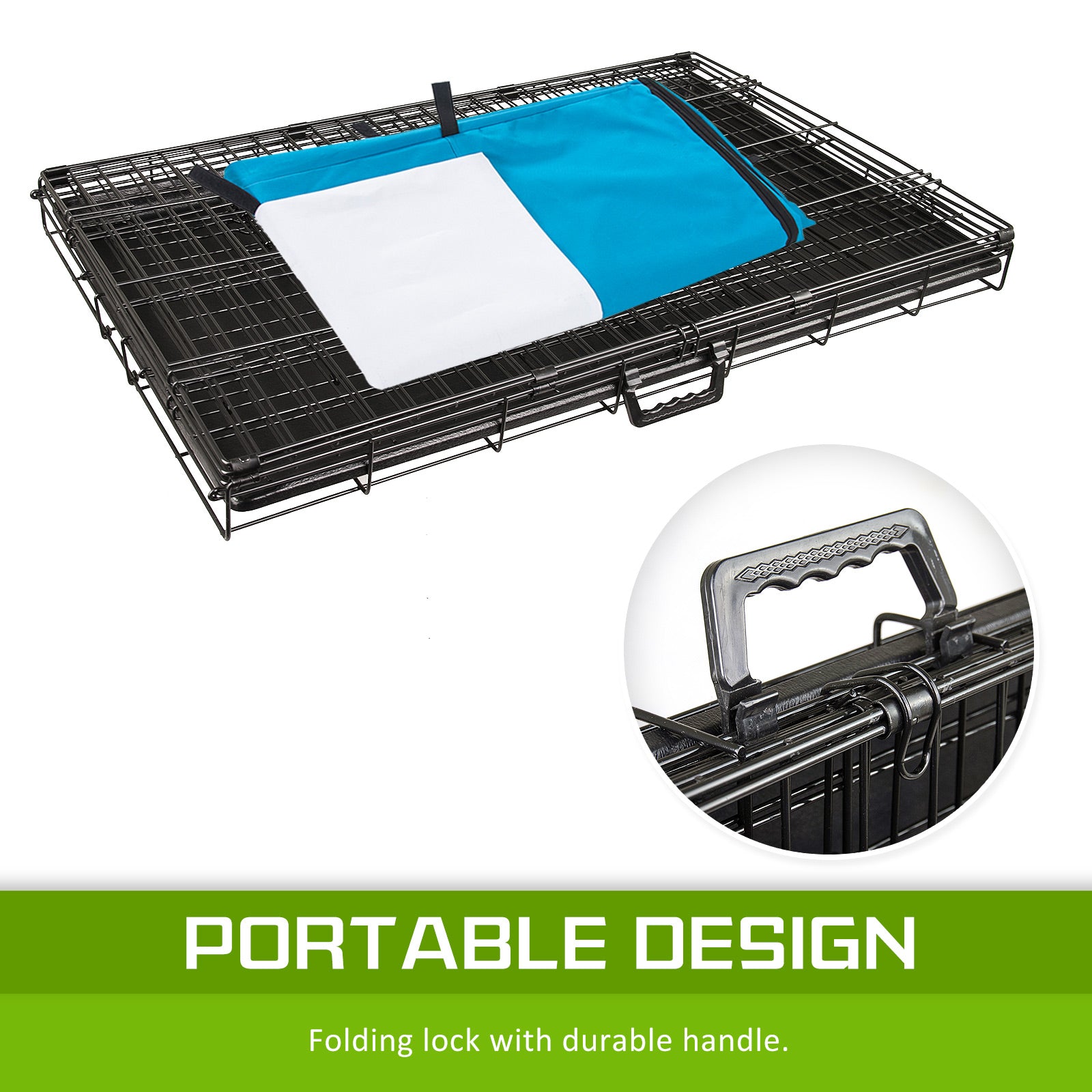 Wire Dog Cage Foldable Crate Kennel 24in with Tray + BLUE Cover Combo Pet Care > Dog Supplies > Dog Playpens & Gates Woofy and Whiskers