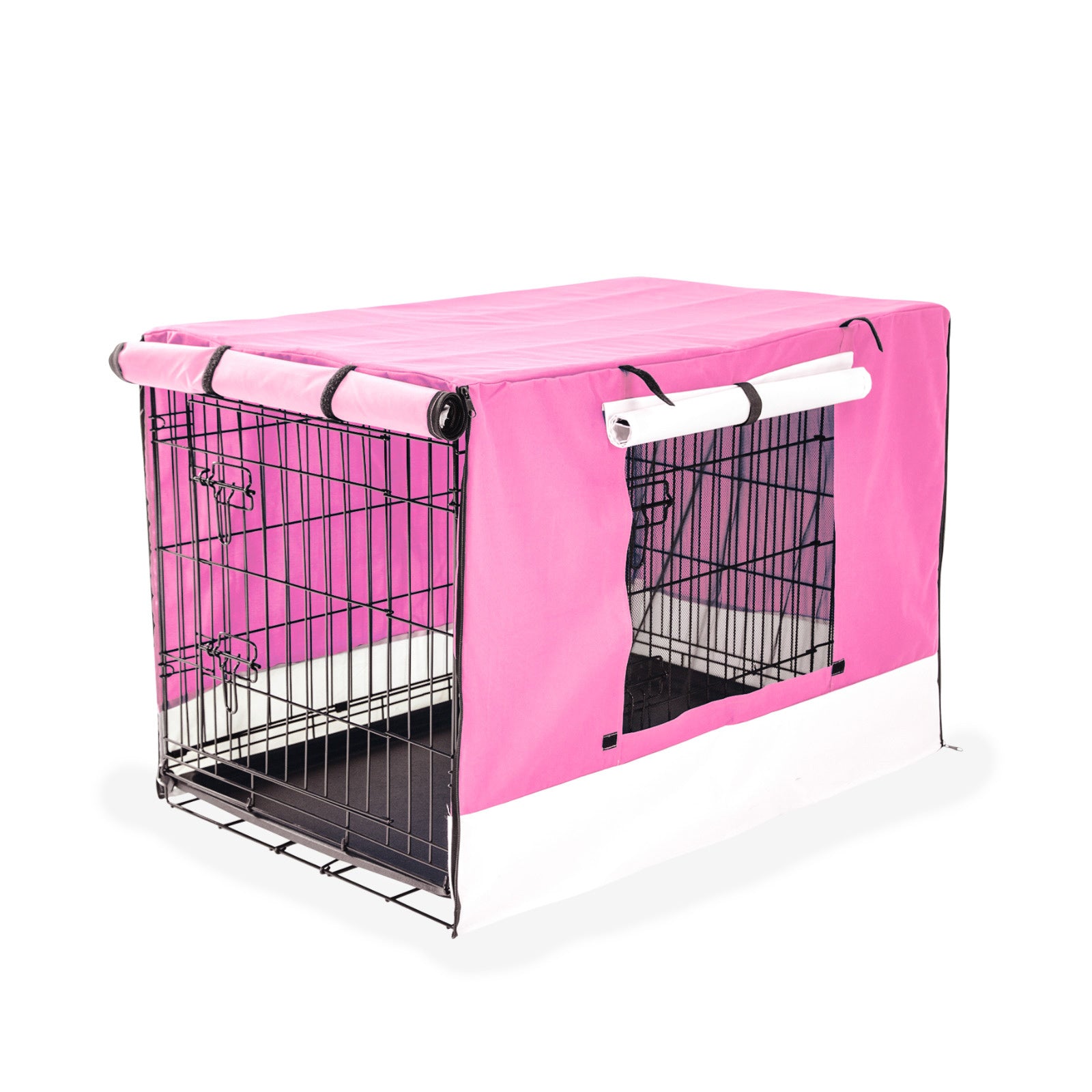 Wire Dog Cage Foldable Crate Kennel 24in with Tray + PINK Cover Combo Pet Care > Dog Supplies > Dog Playpens & Gates Woofy and Whiskers