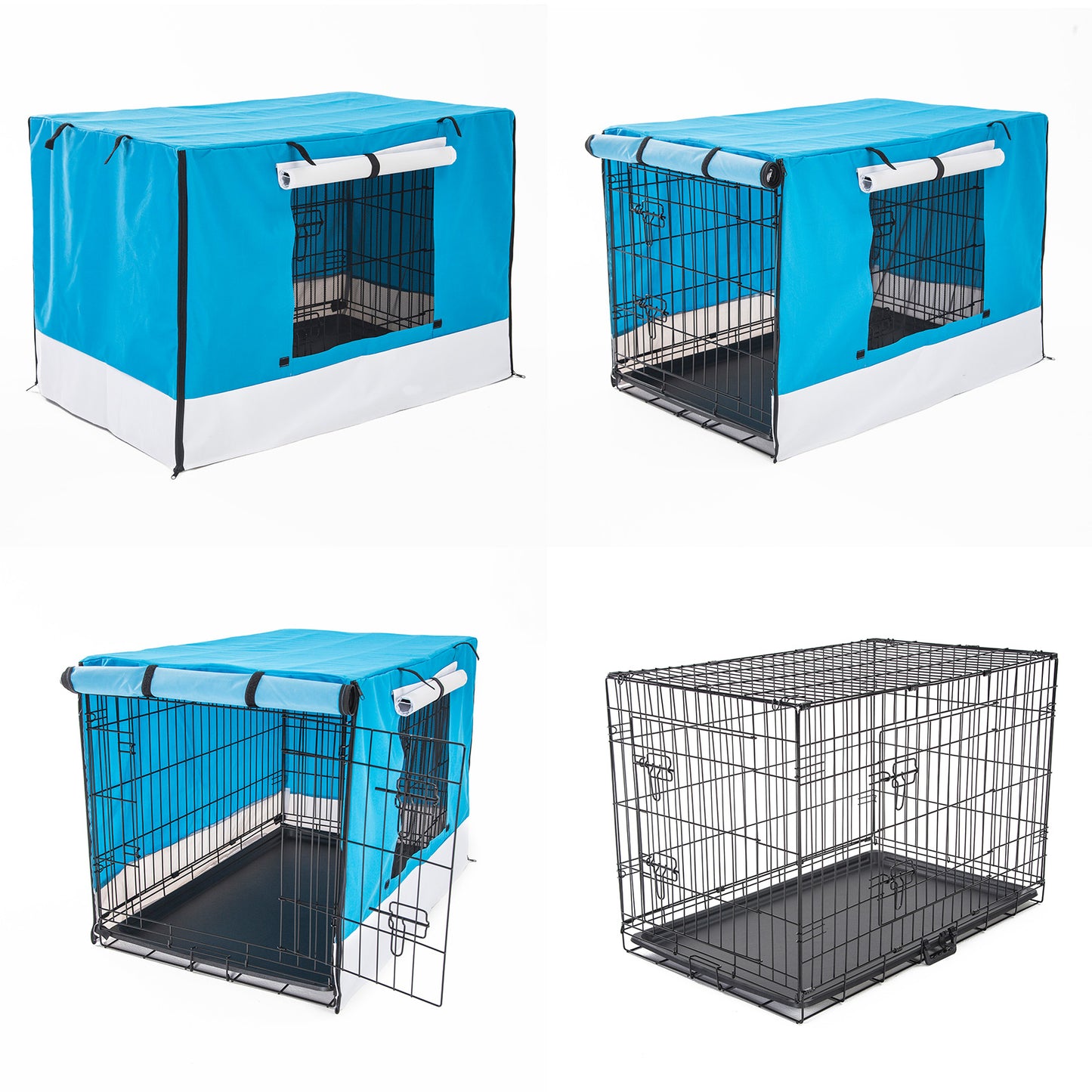 Wire Dog Cage Foldable Crate Kennel 30in with Tray + BLUE Cover Combo Pet Care > Dog Supplies > Dog Playpens & Gates Woofy and Whiskers