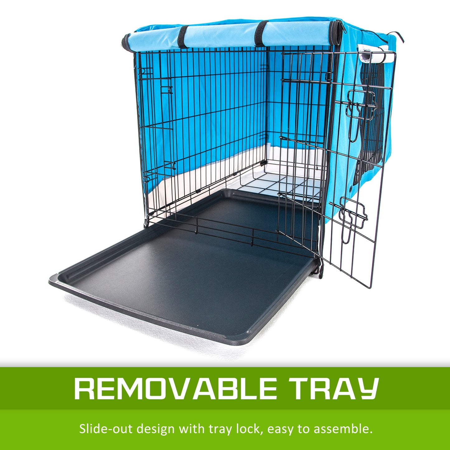 Wire Dog Cage Foldable Crate Kennel 30in with Tray + BLUE Cover Combo Pet Care > Dog Supplies > Dog Playpens & Gates Woofy and Whiskers