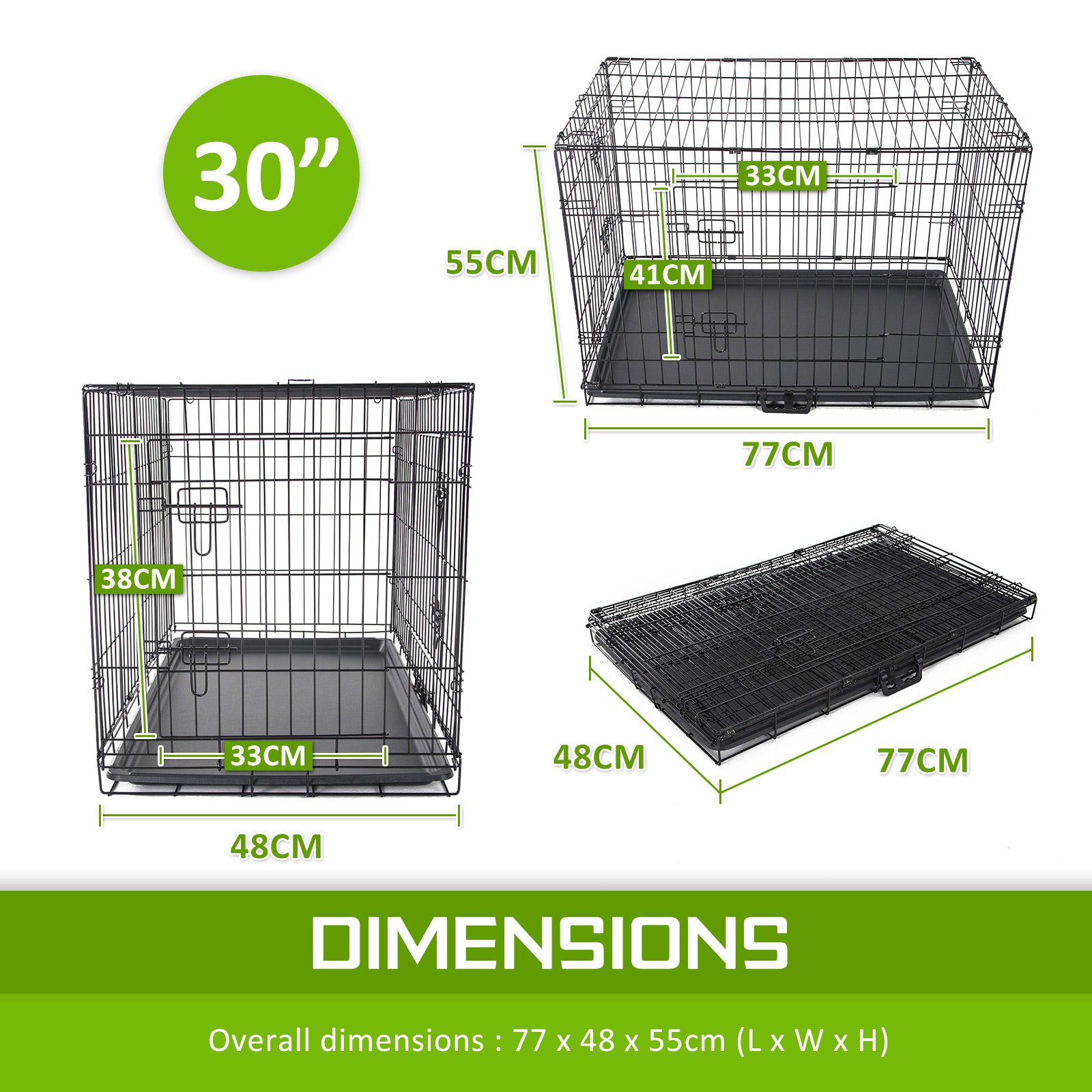 Wire Dog Cage Foldable Crate Kennel 30in with Tray + BLUE Cover Combo Pet Care > Dog Supplies > Dog Playpens & Gates Woofy and Whiskers