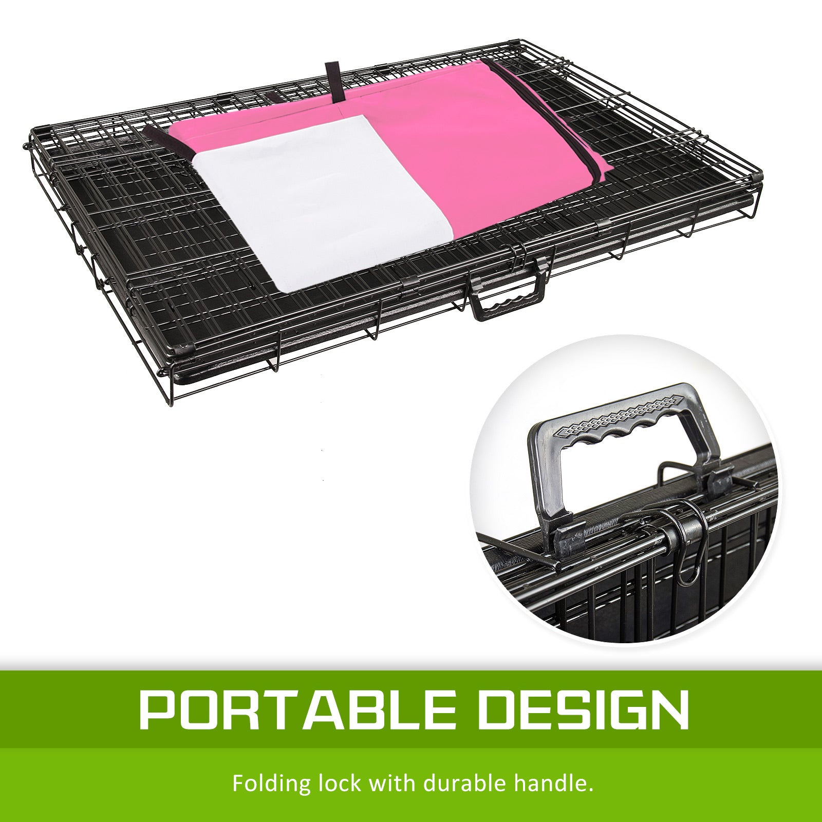 Wire Dog Cage Foldable Crate Kennel 30in with Tray + PINK Cover Combo Pet Care > Dog Supplies > Dog Playpens & Gates Woofy and Whiskers
