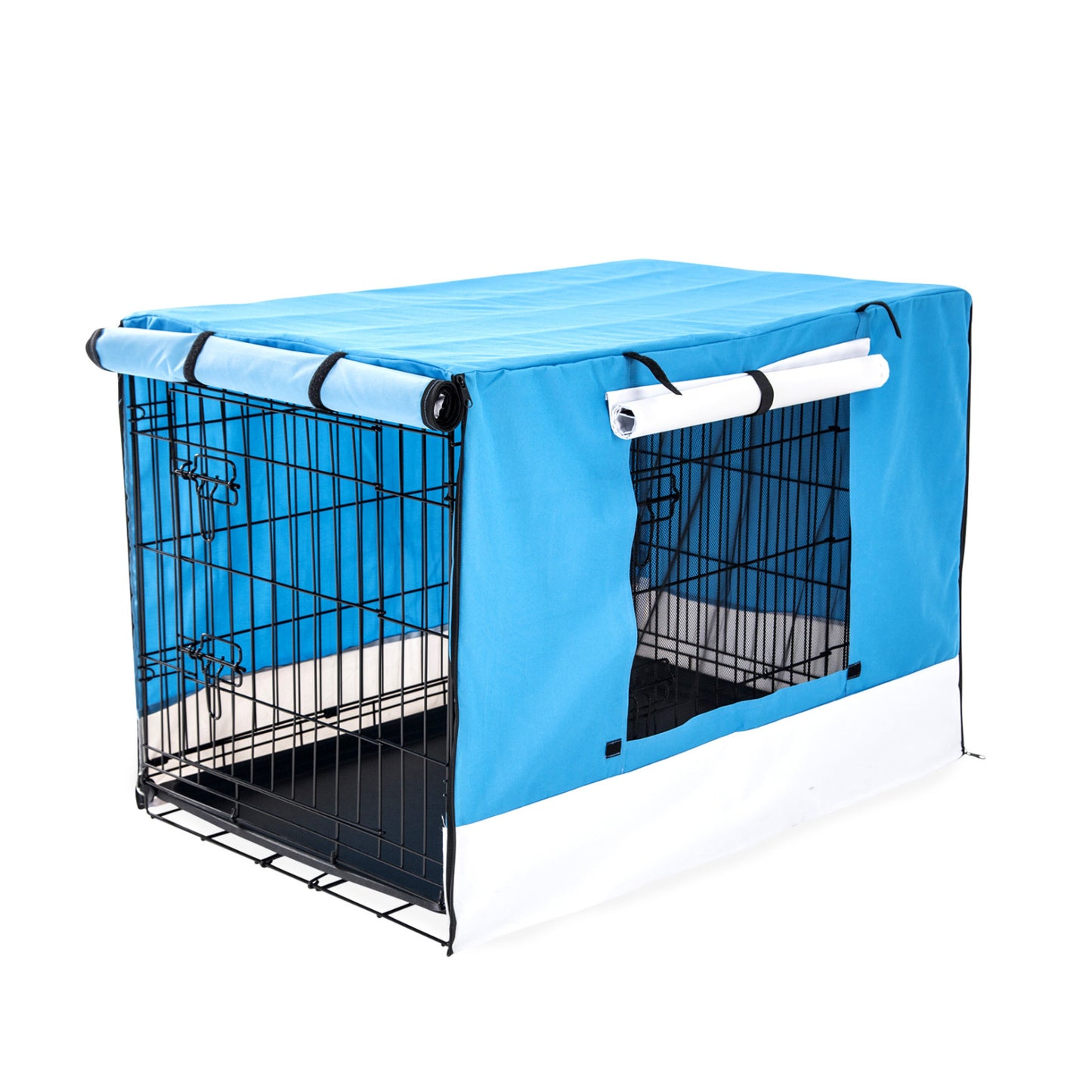 Wire Dog Cage Foldable Crate Kennel 36in with Tray + BLUE Cover Combo Pet Care > Dog Supplies > Dog Playpens & Gates Woofy and Whiskers