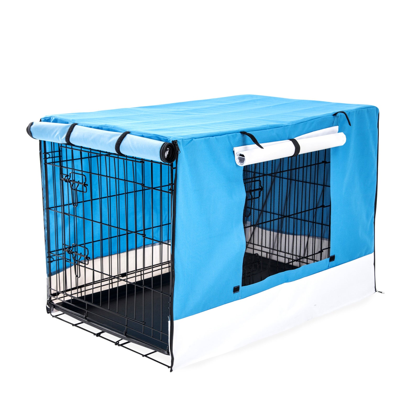 Wire Dog Cage Foldable Crate Kennel 42in with Tray + BLUE Cover Combo Pet Care > Dog Supplies > Dog Playpens & Gates Woofy and Whiskers