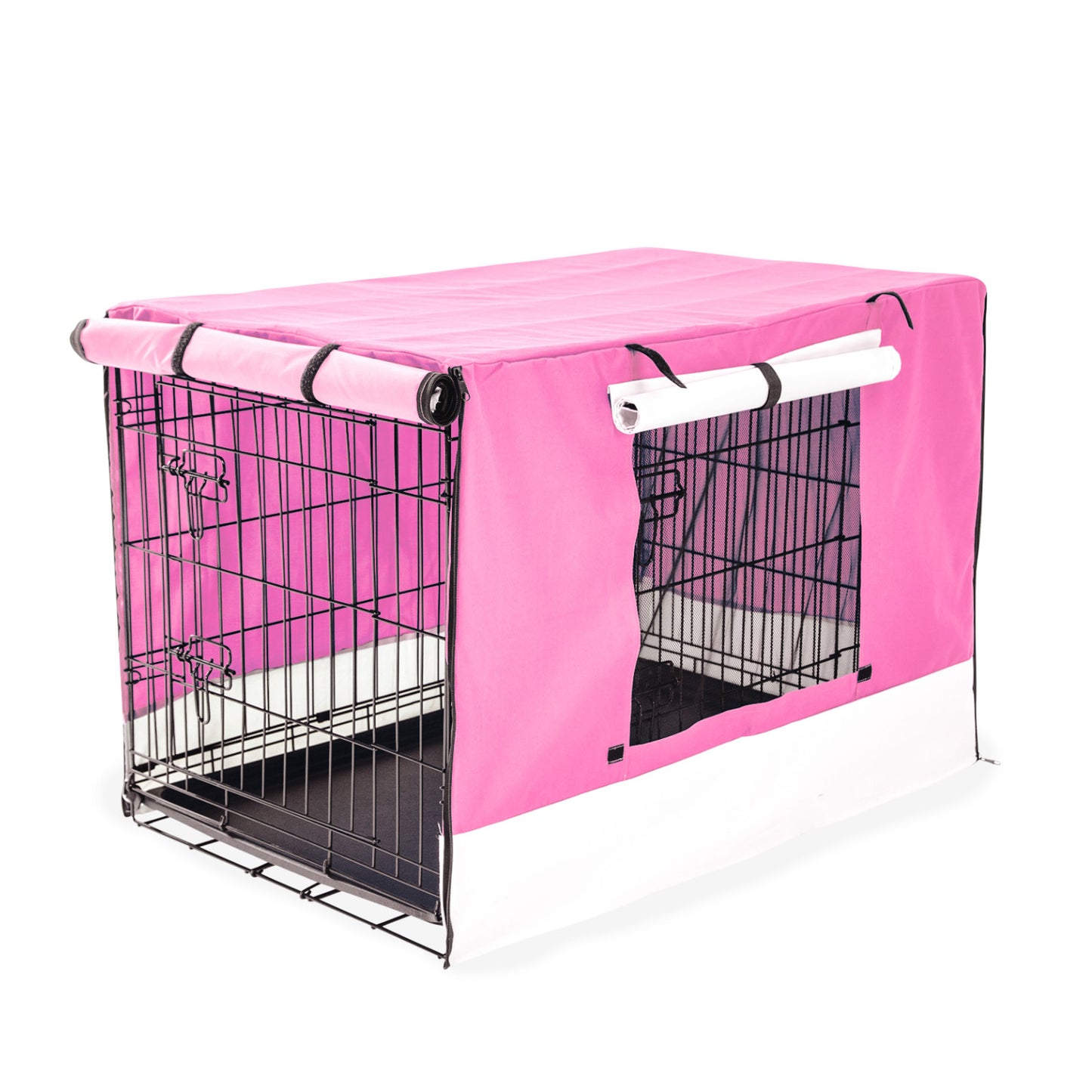 Wire Dog Cage Foldable Crate Kennel 42in with Tray + PINK Cover Combo Pet Care > Dog Supplies > Dog Playpens & Gates Woofy and Whiskers