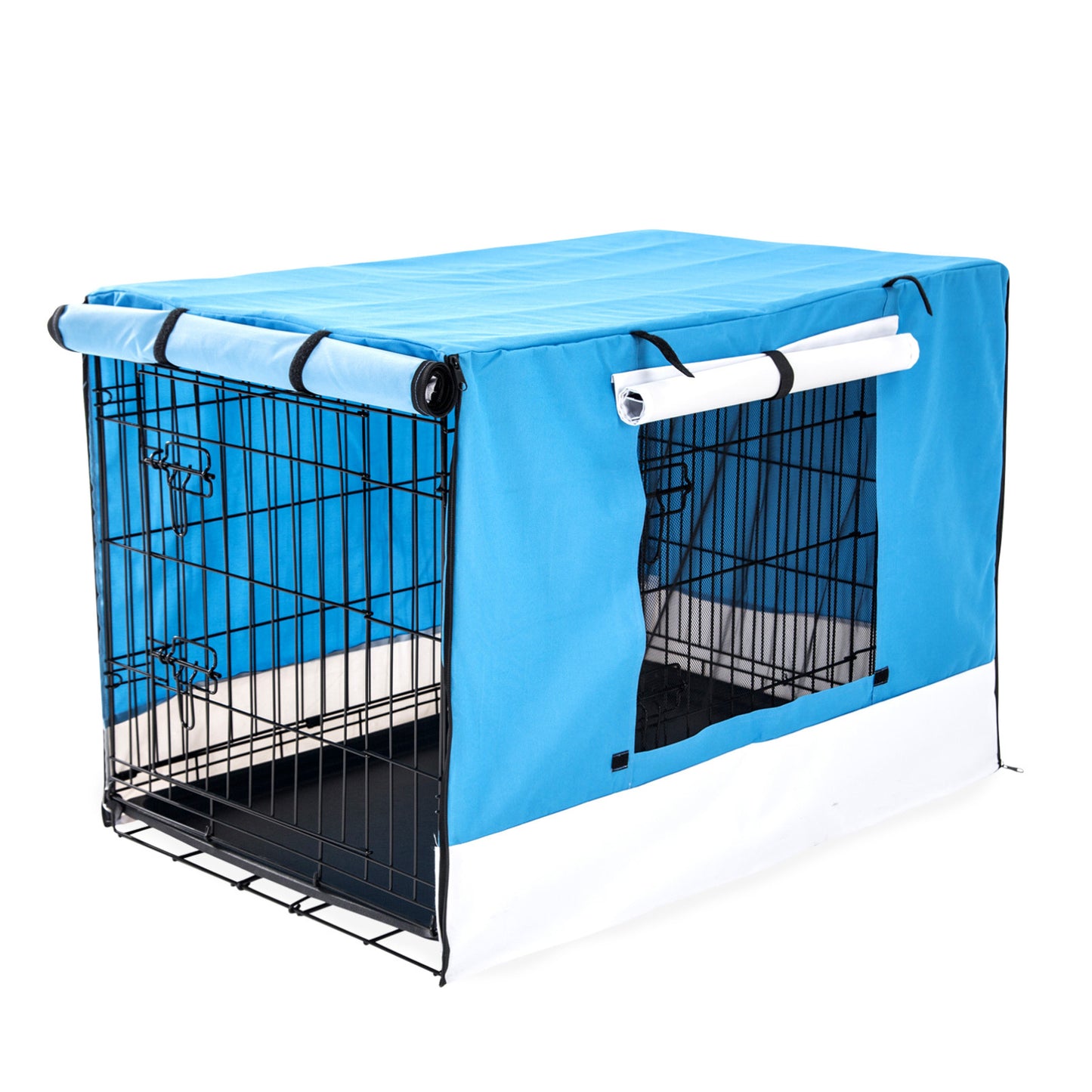 Wire Dog Cage Foldable Crate Kennel 48in with Tray + BLUE Cover Combo Pet Care > Dog Supplies > Dog Playpens & Gates Woofy and Whiskers