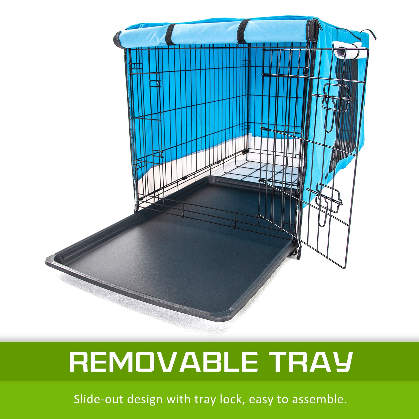 Wire Dog Cage Foldable Crate Kennel 48in with Tray + BLUE Cover Combo Pet Care > Dog Supplies > Dog Playpens & Gates Woofy and Whiskers
