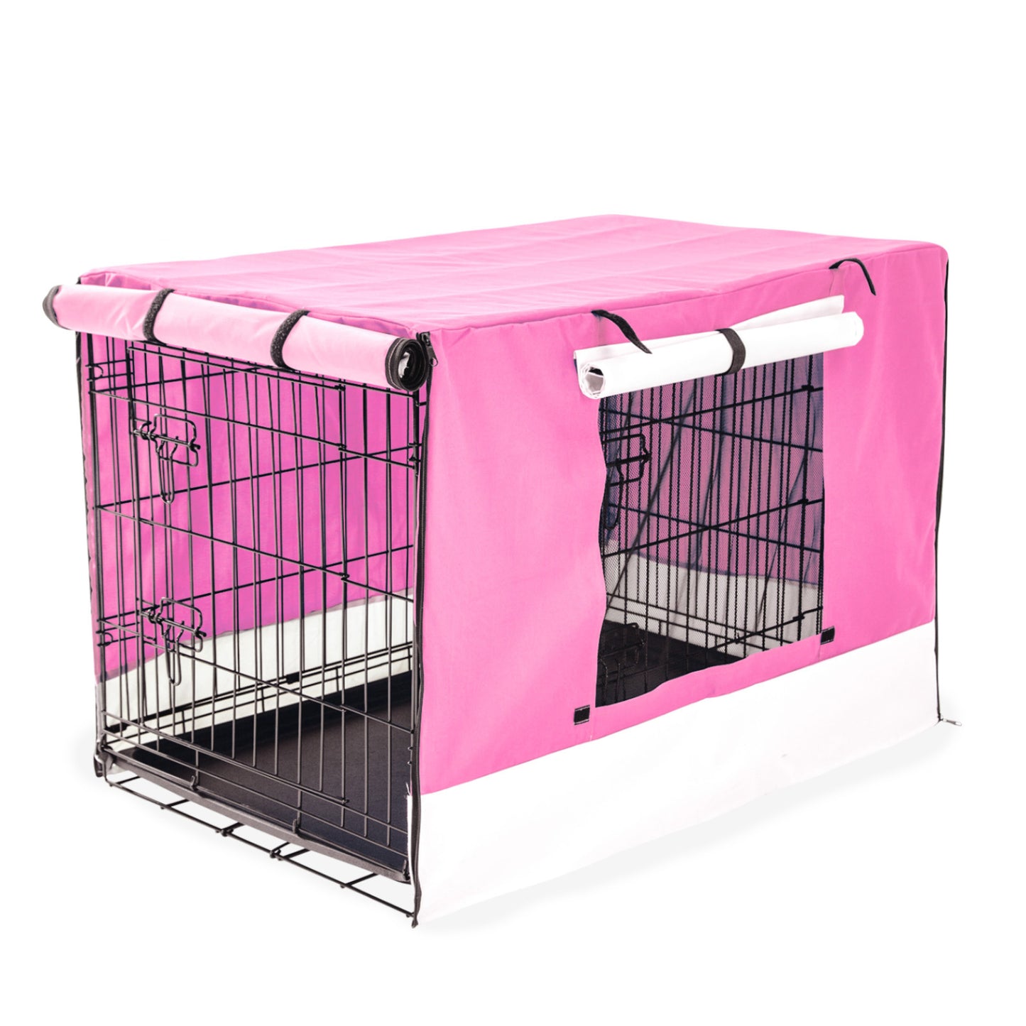 Wire Dog Cage Foldable Crate Kennel 48in with Tray + PINK Cover Combo Pet Care > Dog Supplies > Dog Playpens & Gates Woofy and Whiskers