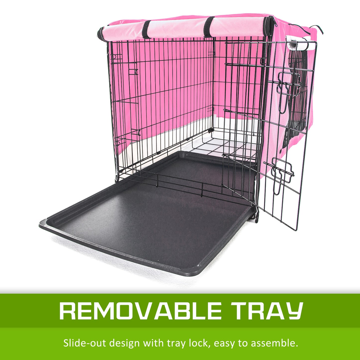Wire Dog Cage Foldable Crate Kennel 48in with Tray + PINK Cover Combo Pet Care > Dog Supplies > Dog Playpens & Gates Woofy and Whiskers