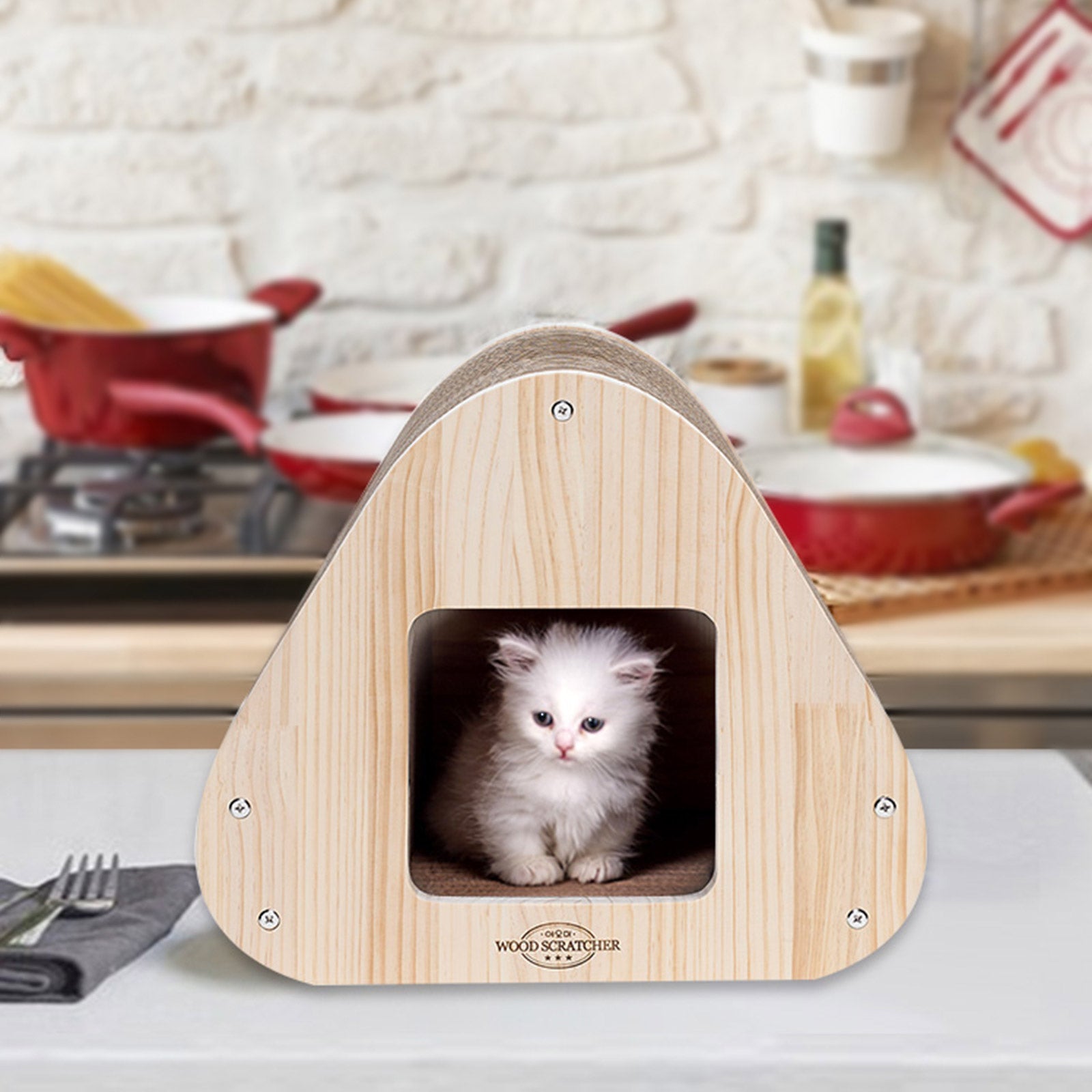 Yaomi Wood Triangle Cat Scratcher Sofa Pet Bed Pet Care > Cat Supplies > Cat Scratchers Yaomi