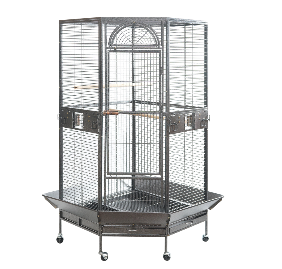 YES4PETS 161 cm XL Corner Bird Cage Pet Parrot Aviary Perch Castor Wheel Stand Black Silver Pet Care > Bird > Bird Cages & Stands YES4PETS