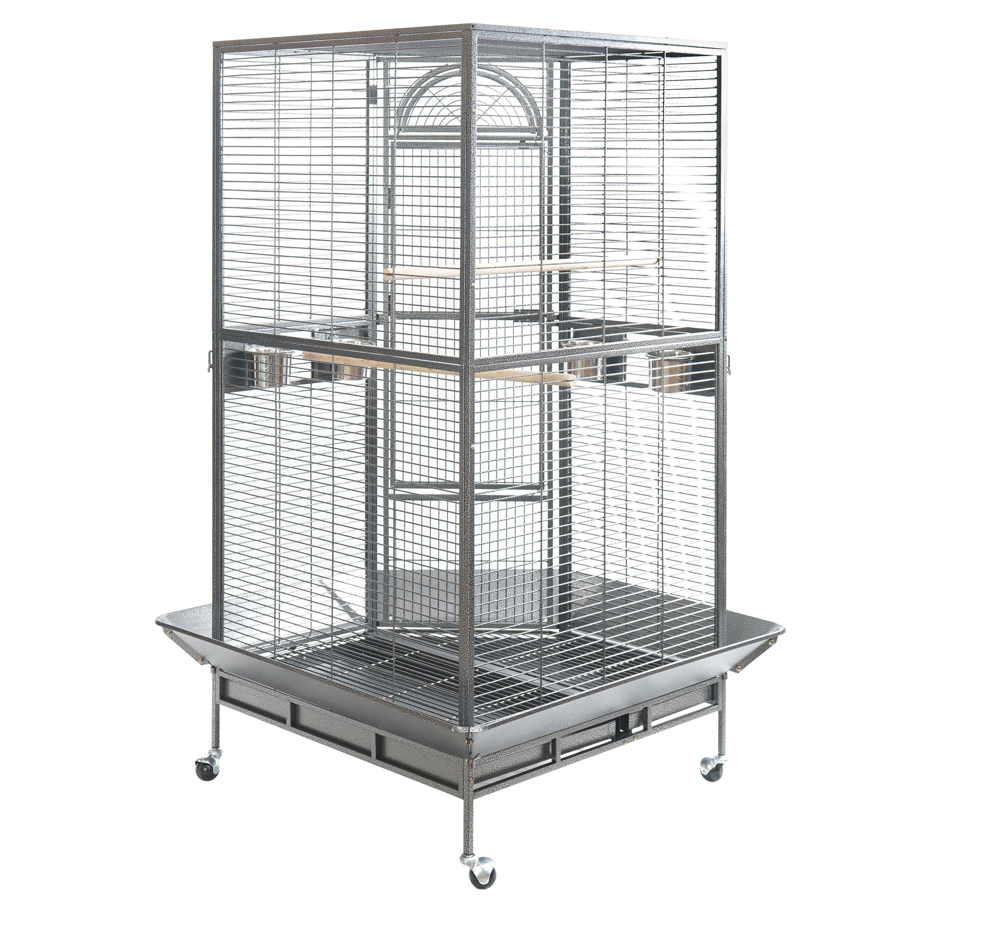 YES4PETS 161 cm XL Corner Bird Cage Pet Parrot Aviary Perch Castor Wheel Stand Black Silver Pet Care > Bird > Bird Cages & Stands YES4PETS