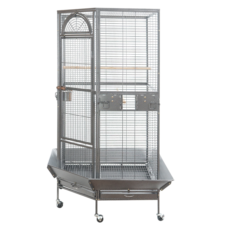 YES4PETS 161 cm XL Corner Bird Cage Pet Parrot Aviary Perch Castor Wheel Stand Black Silver Pet Care > Bird > Bird Cages & Stands YES4PETS
